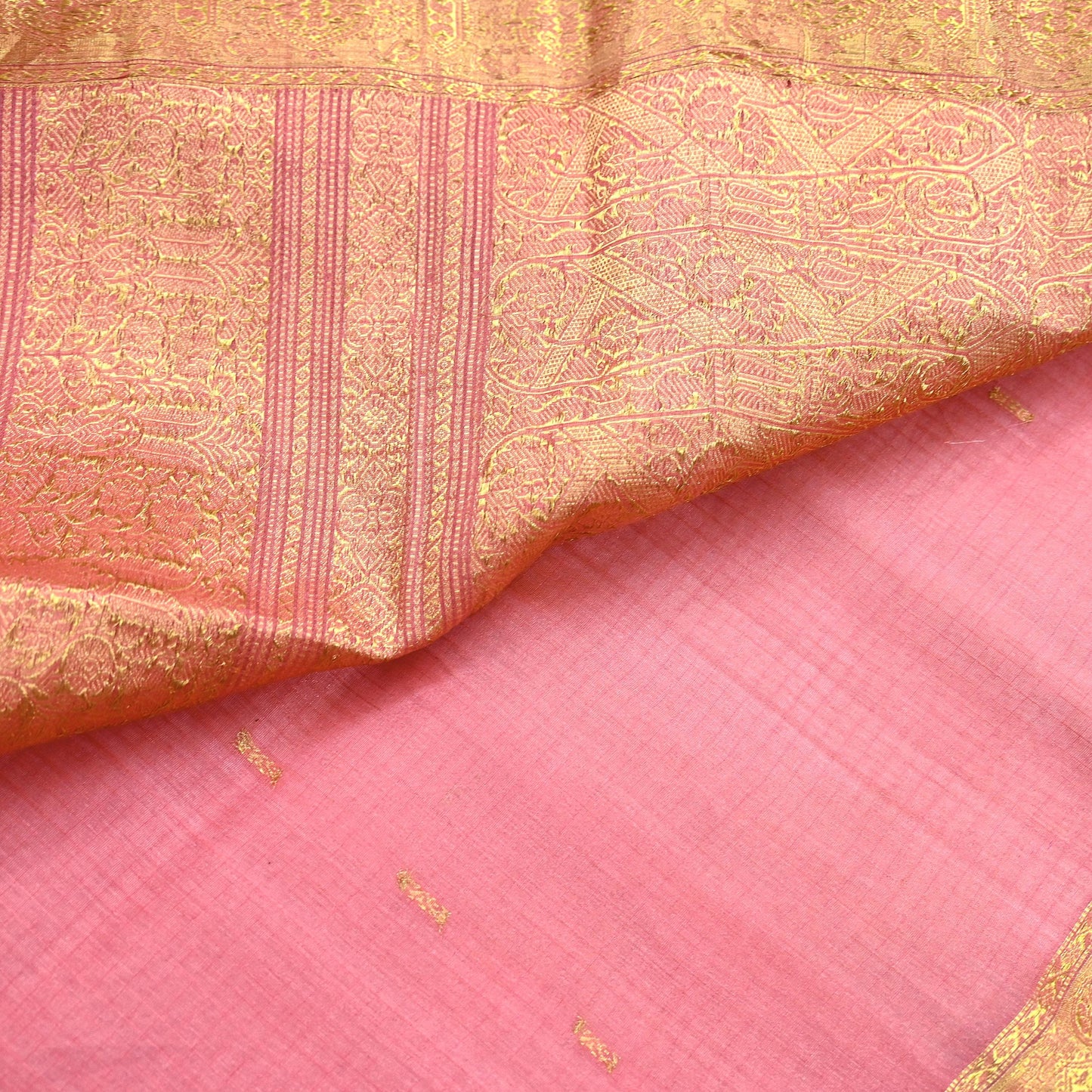 Indian Vintage Sari Pink Pure chanderi Silk Hand Woven Sarees Craft Fabric 5Yd Floral Soft Golden Zari Bollywood Sarees Crafting Upcycle