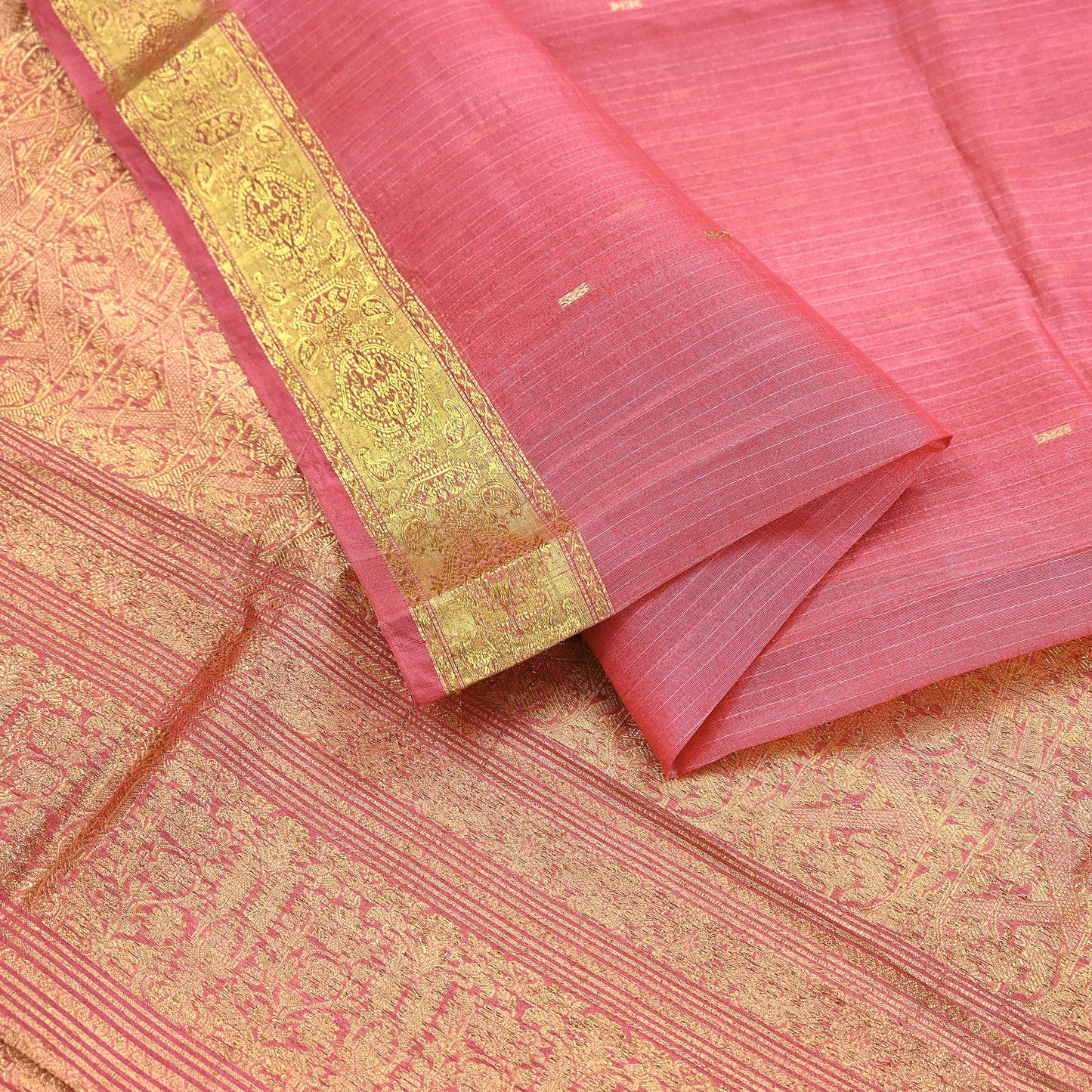 Indian Vintage Sari Pink Pure chanderi Silk Hand Woven Sarees Craft Fabric 5Yd Floral Soft Golden Zari Bollywood Sarees Crafting Upcycle