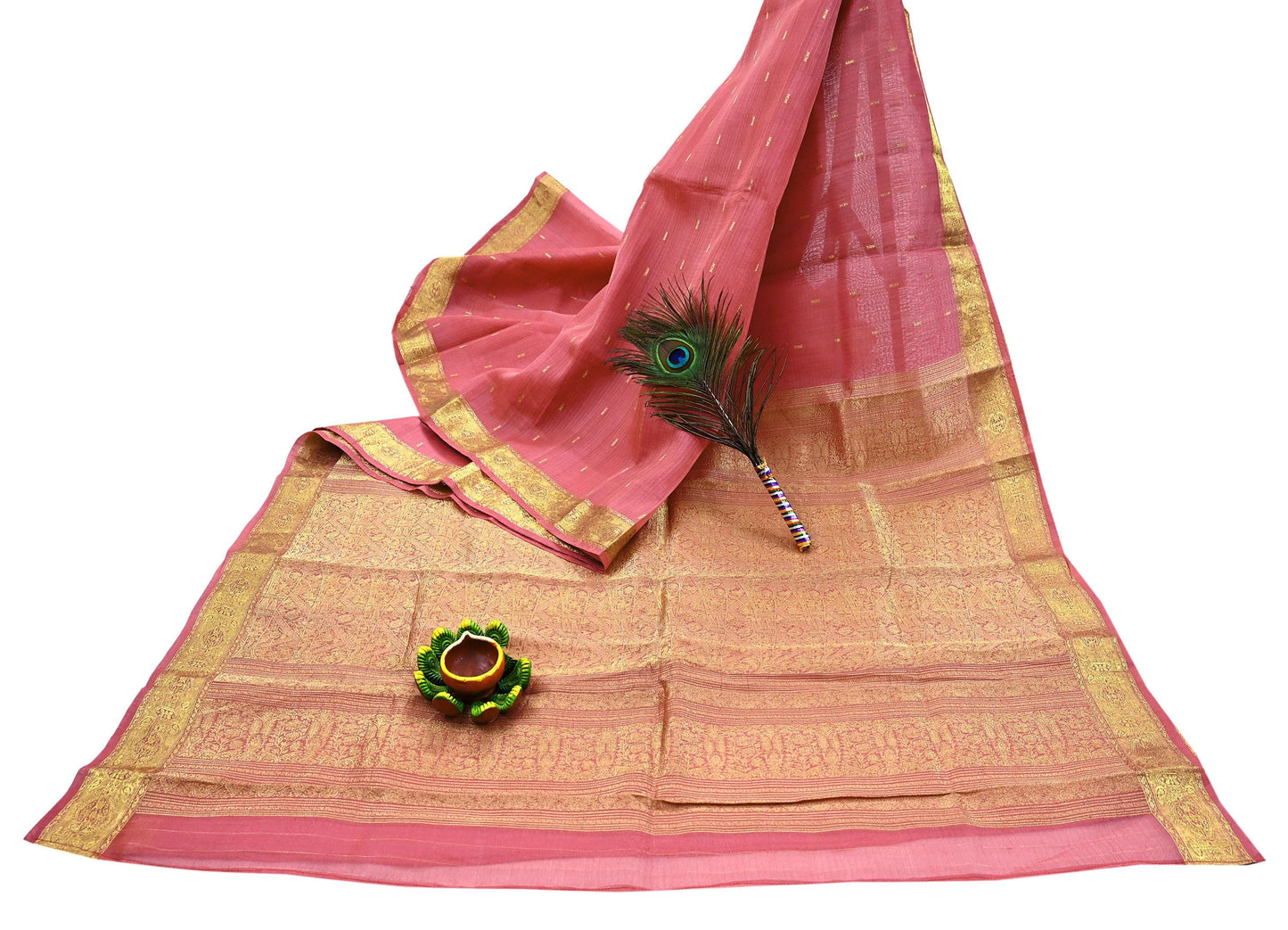 Indian Vintage Sari Pink Pure chanderi Silk Hand Woven Sarees Craft Fabric 5Yd Floral Soft Golden Zari Bollywood Sarees Crafting Upcycle