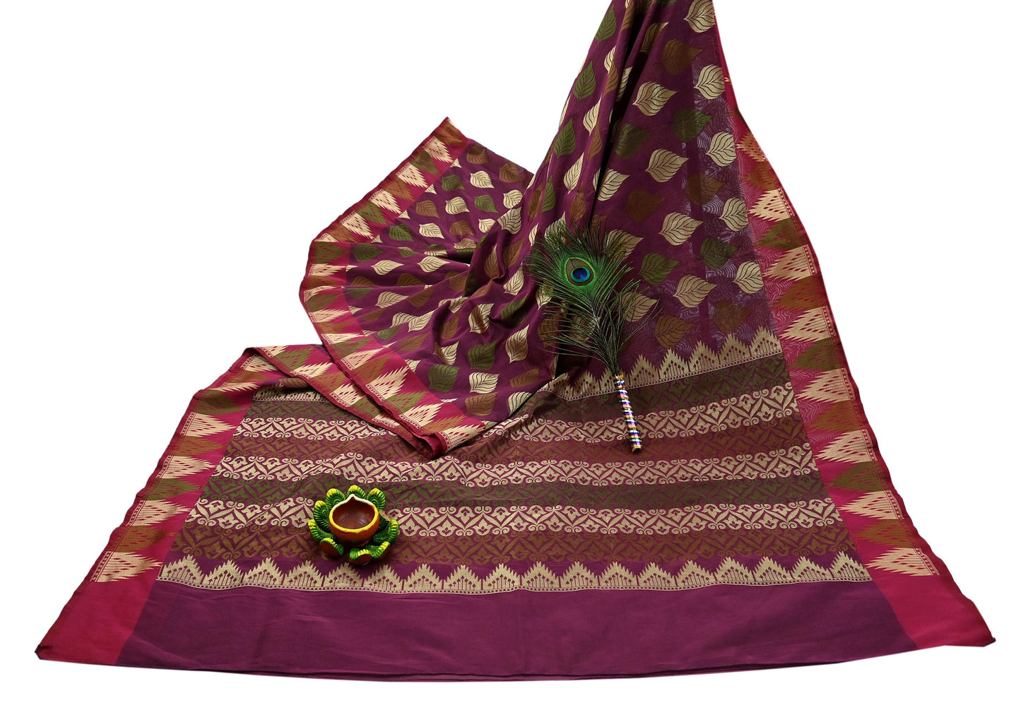 Indian Vintage Sari Purple 100% Pure Silk Hand Woven Sarees Craft Fabric 5Yd Ethnic Sewing Dress making Crafting Quilting Upcycle