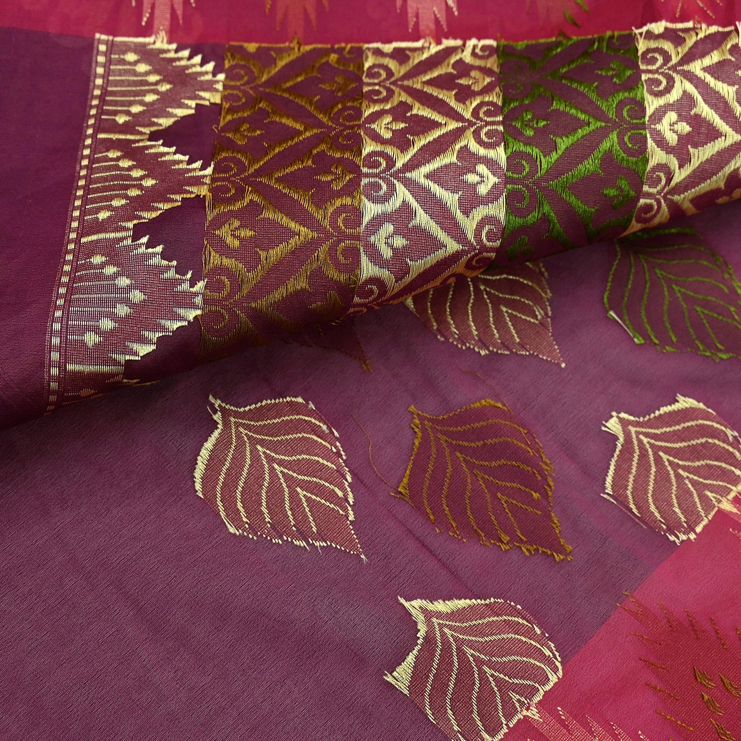 Indian Vintage Sari Purple 100% Pure Silk Hand Woven Sarees Craft Fabric 5Yd Ethnic Sewing Dress making Crafting Quilting Upcycle