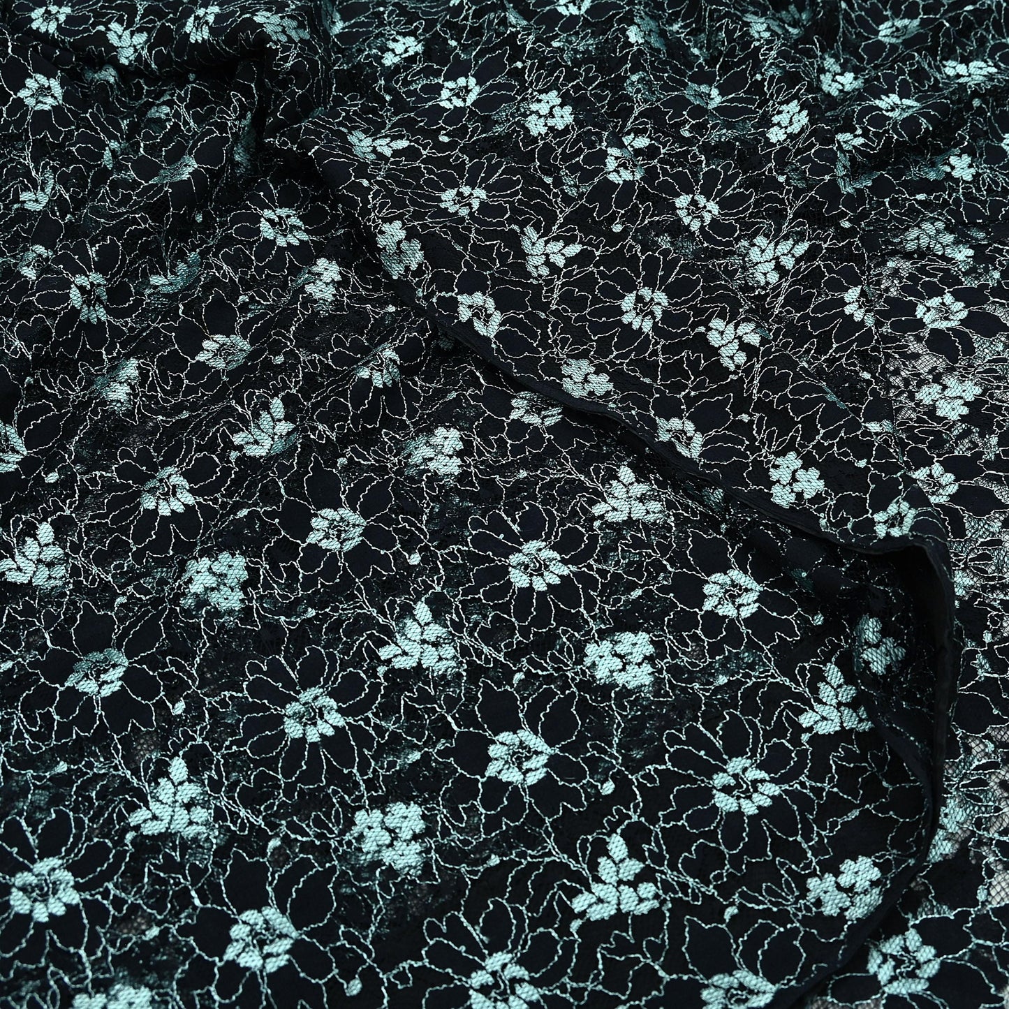 Indian Vintage Black Saree Net/Mesh Hand Embroidered Sari Craft Fabric Floral 7Yd Sewing Dress making Crafting Quilting Upcycle