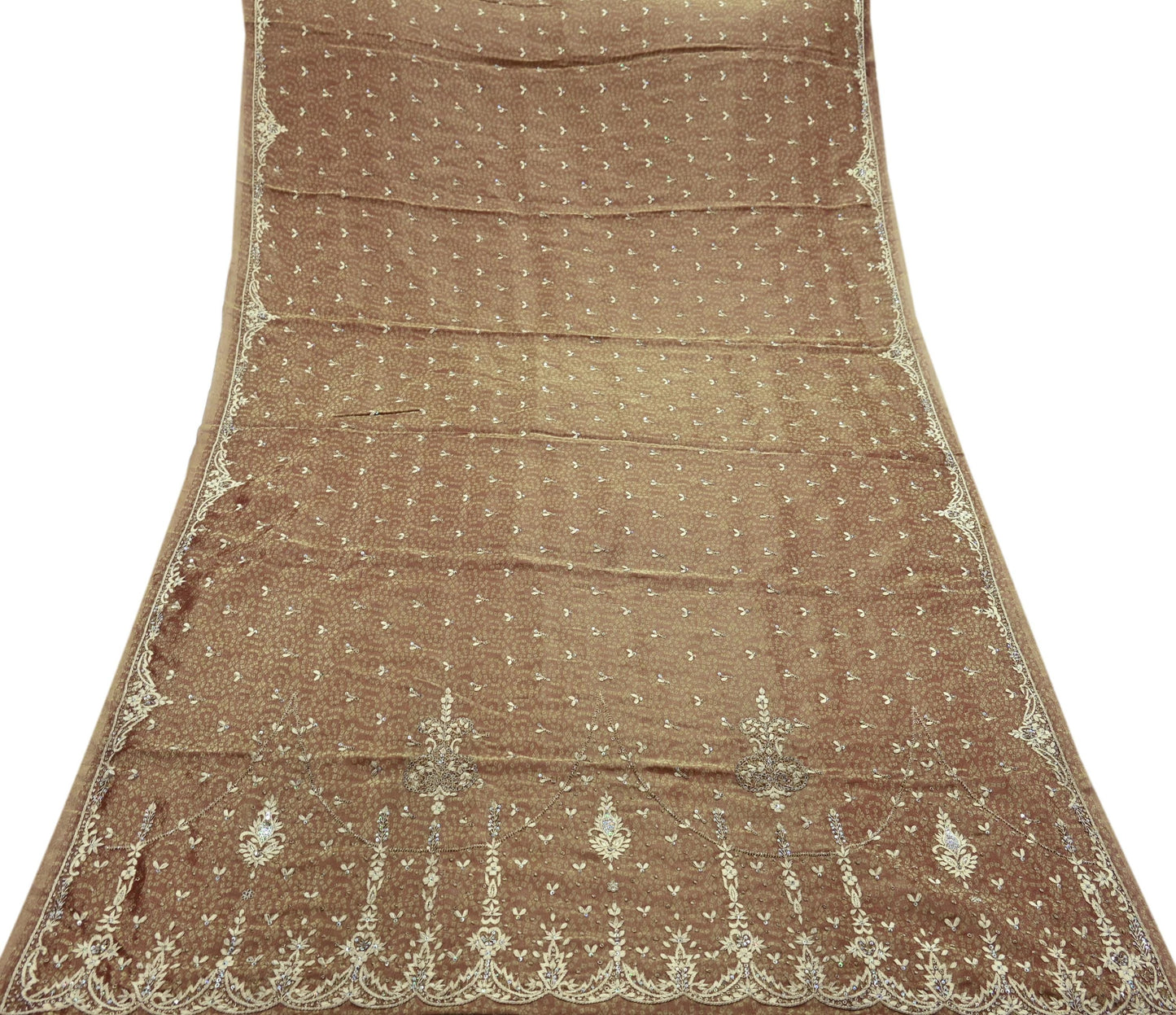 Indian Vintage Heavy Bridal Dupatta Golden Maroon Pure Tissue Silk Long Stole Hand Embroidered Scarves Zari Zardozi/Dabka Wedding Hijab