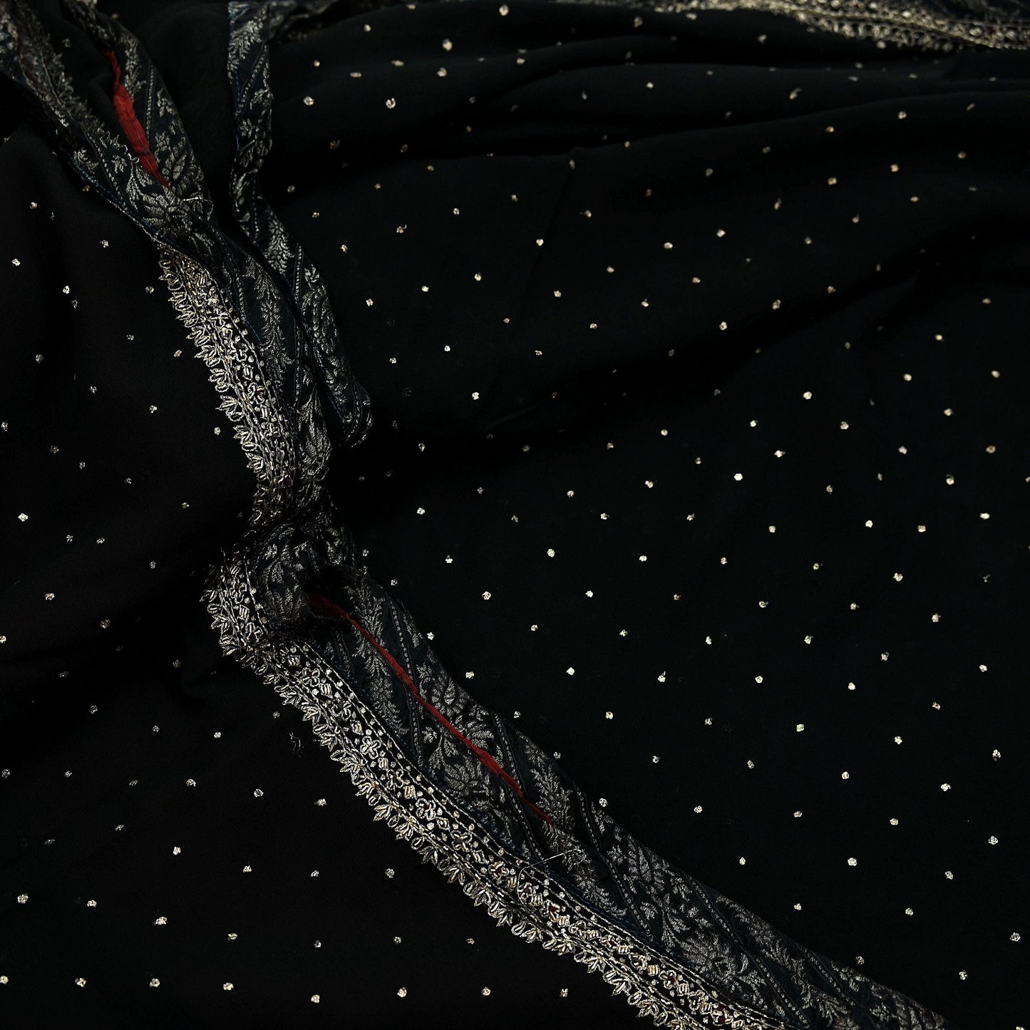 Indian Vintage Black Sarees Pure Georgette Silk Pre-owned Hand Beaded Ritu Kumar Designer Sari 5Yd Soft Ethnic Bollywood Party sarees