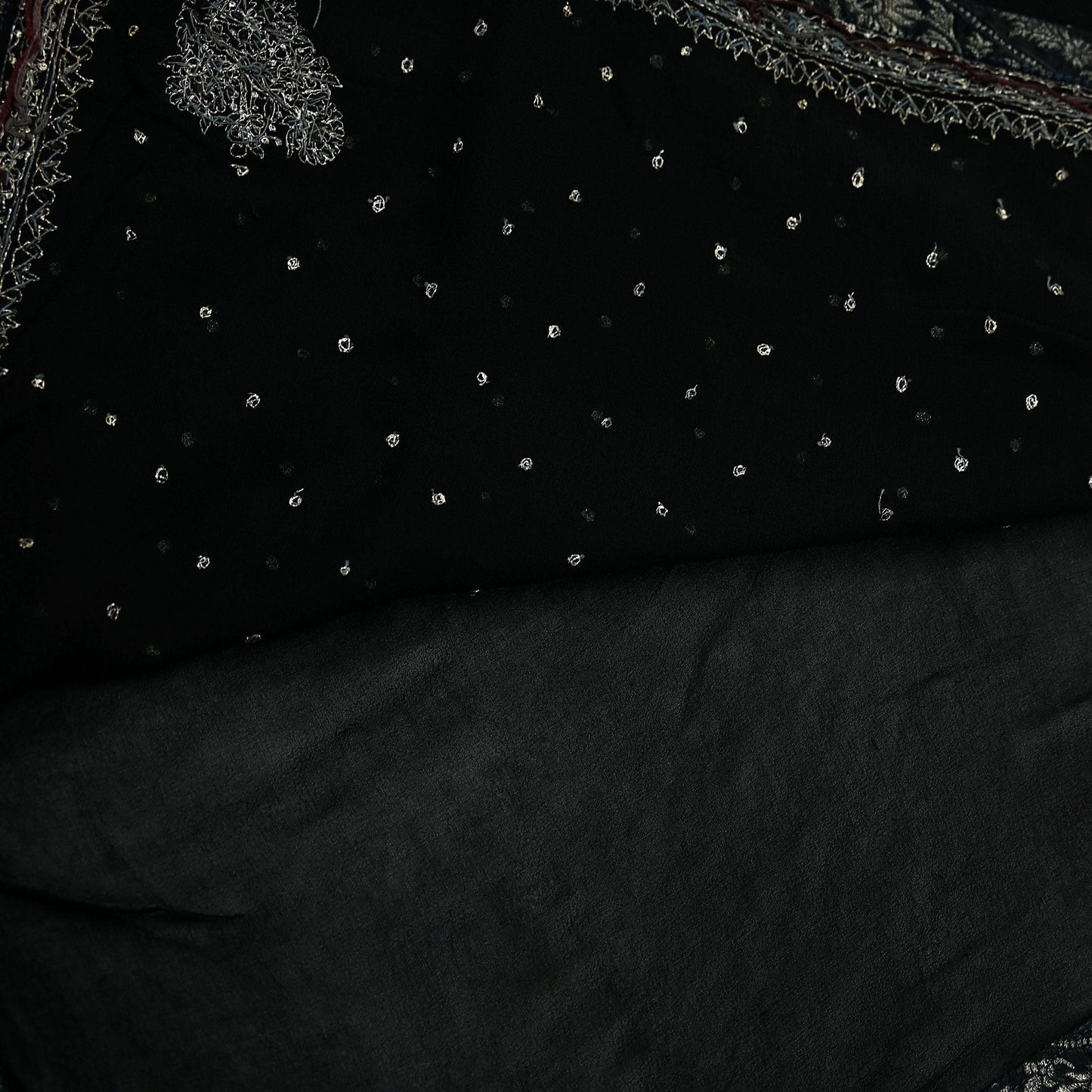 Indian Vintage Black Sarees Pure Georgette Silk Pre-owned Hand Beaded Ritu Kumar Designer Sari 5Yd Soft Ethnic Bollywood Party sarees