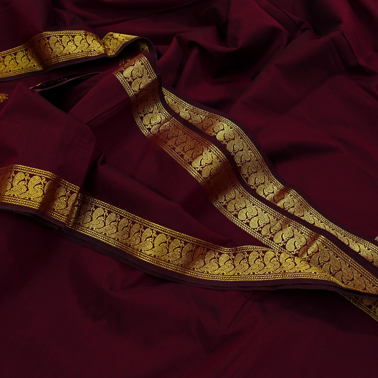 Indian Vintage Heavy Sari Maroon Hand Woven Kanjivaram Sarees Fabric 6Yd Ethnic Zari Dress making Crafting Bollywood sari