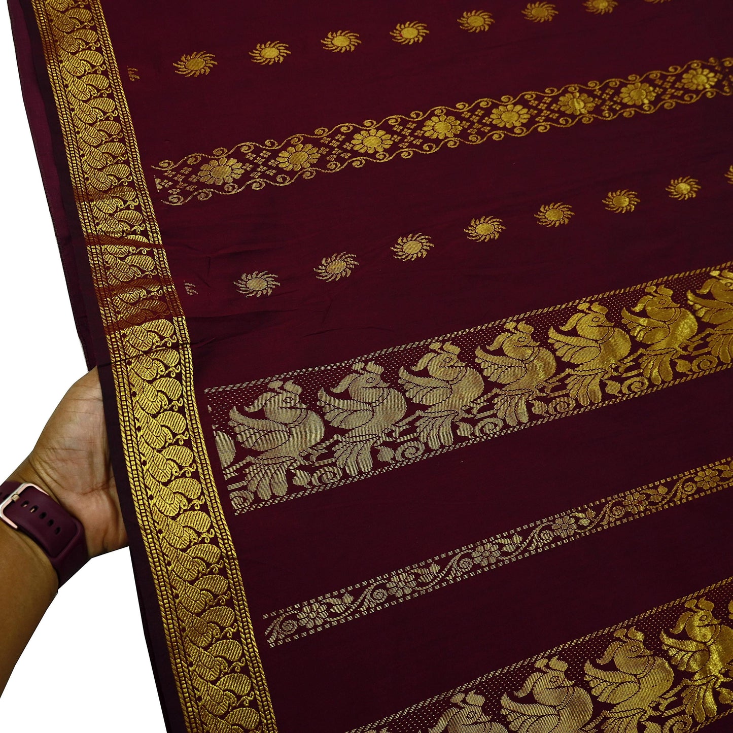 Indian Vintage Heavy Sari Maroon Hand Woven Kanjivaram Sarees Fabric 6Yd Ethnic Zari Dress making Crafting Bollywood sari