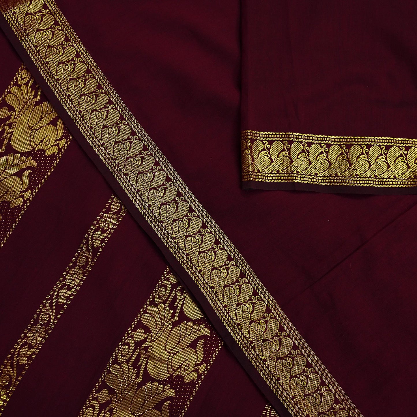 Indian Vintage Heavy Sari Maroon Hand Woven Kanjivaram Sarees Fabric 6Yd Ethnic Zari Dress making Crafting Bollywood sari