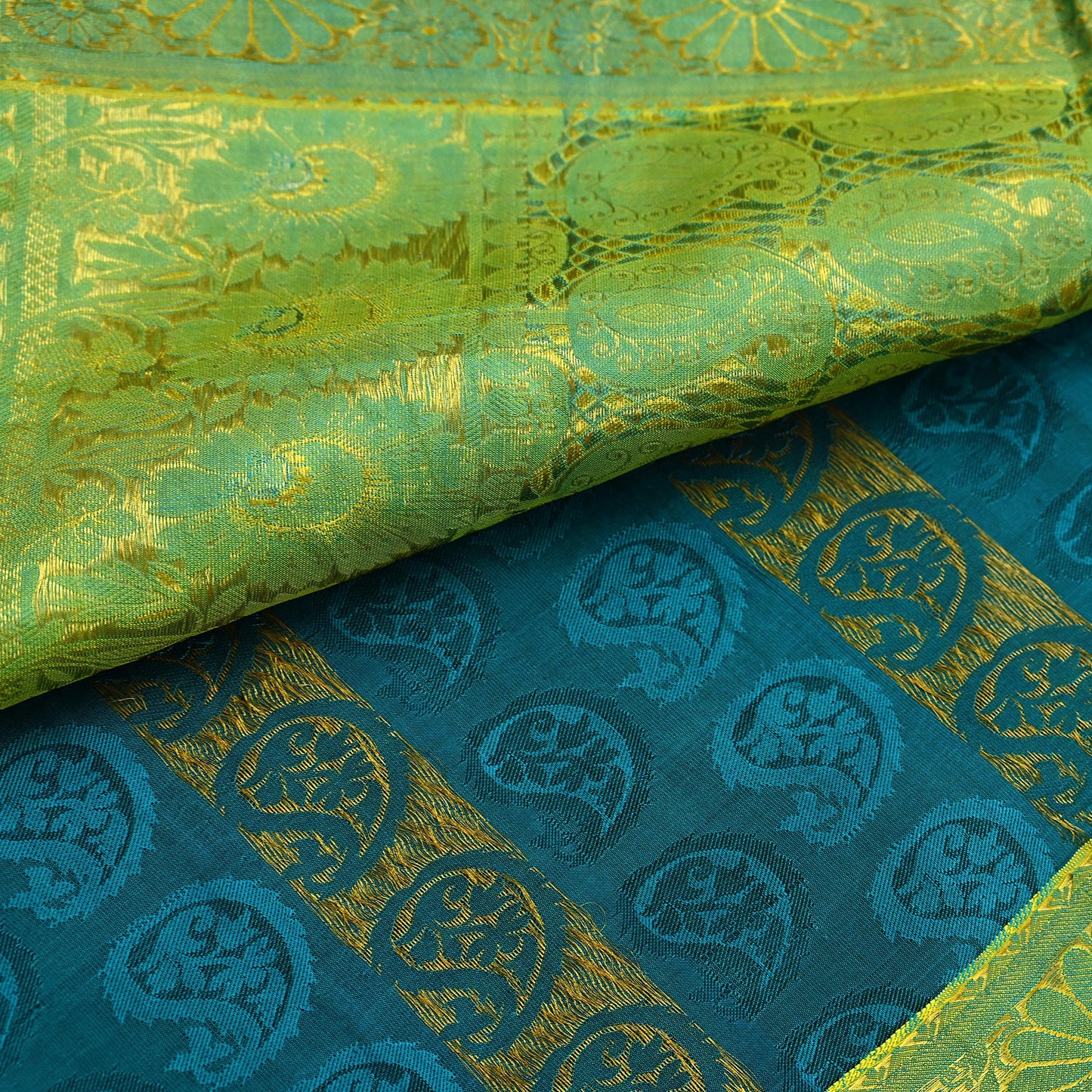 Indian Vintage Heavy Green Kanjivaram Saree 100% Pure Silk Sari Zari 6Yd Craft Fabric Floral Crafting Dress making Crafting Quilting