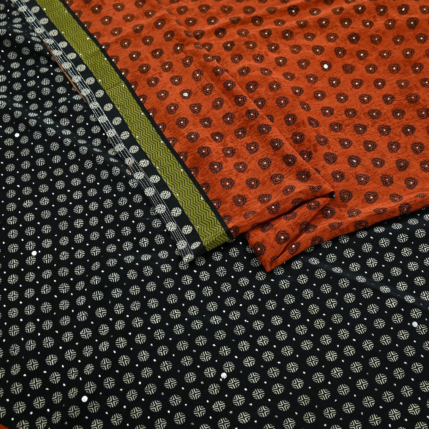Indian Vintage Sari Pure Crepe Silk Mukesh Work Printed Saree 5yard Sewing Soft Craft Fabric Ethnic Dress making For Crafting Quilting