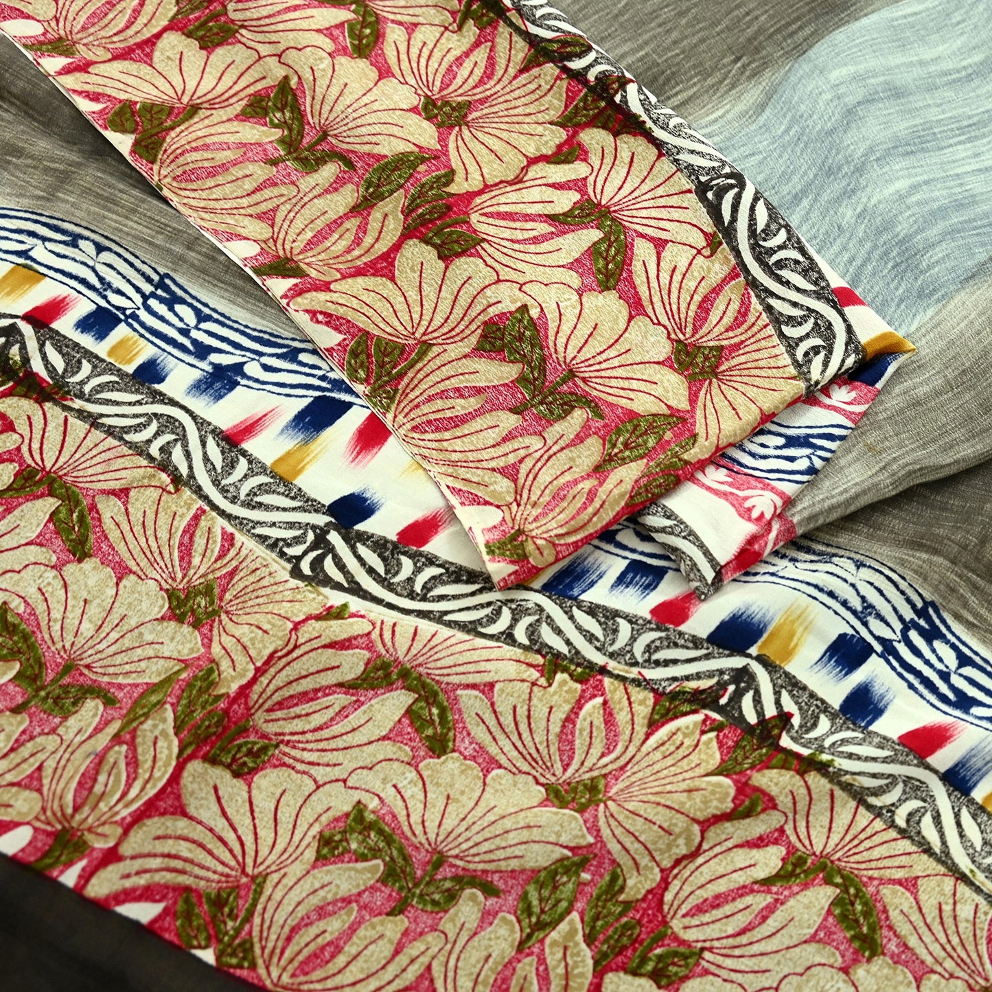Indian Vintage Sari Multi Pure Crepe Silk Printed Saree 5yd Sewing Floral Soft Craft Fabric Wrap Dress making Crafting Quilting