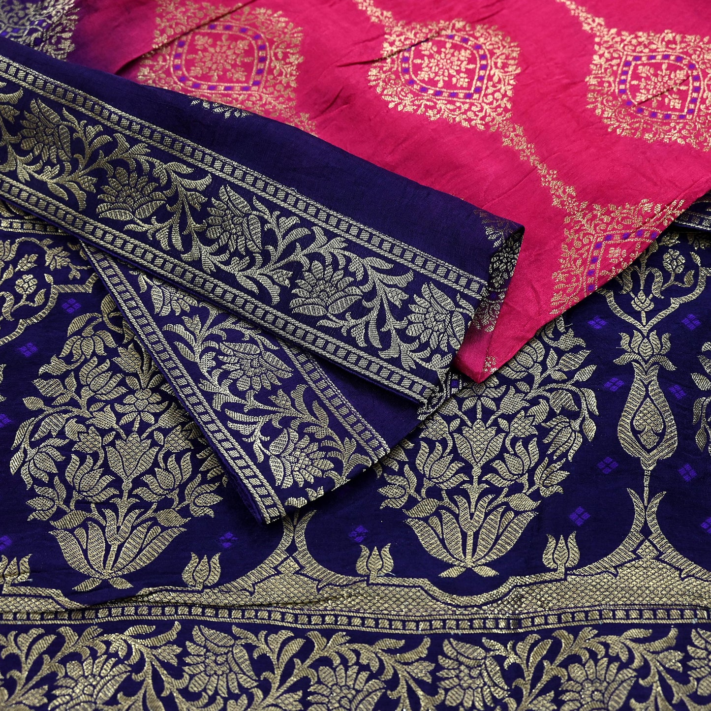 Indian Vintage Purple & Pink Dupatta Long Stole Artificial Silk Woven Brocade Scarves Veil Scarf Wrap Hippie Boho Soft Floral