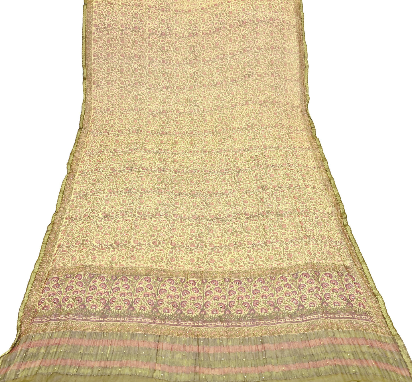 Indian Vintage Dupatta Beige Long Stole printed stole Pure Georgette Silk Scarves Veil Wrap Soft