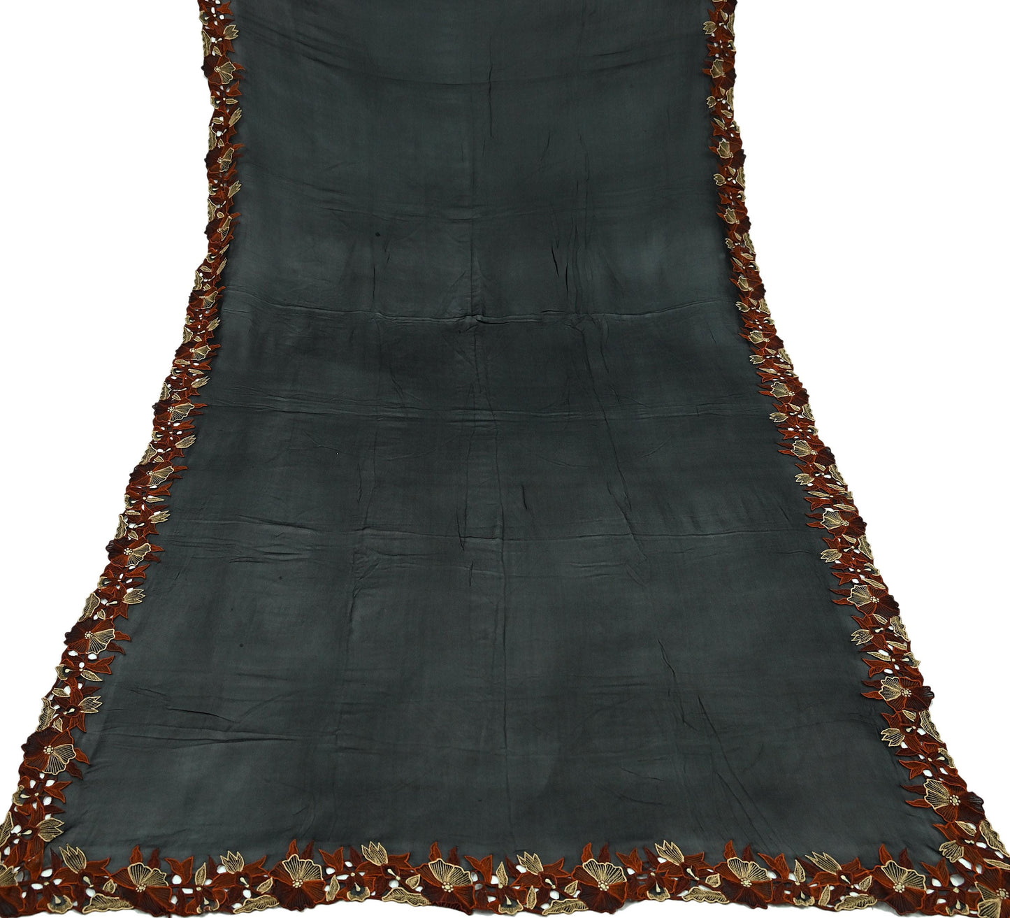 Indian Vintage Dupatta Black Pure Georgette silk Long Stole Embroidered Scarves Stole Veil Wrap Boho