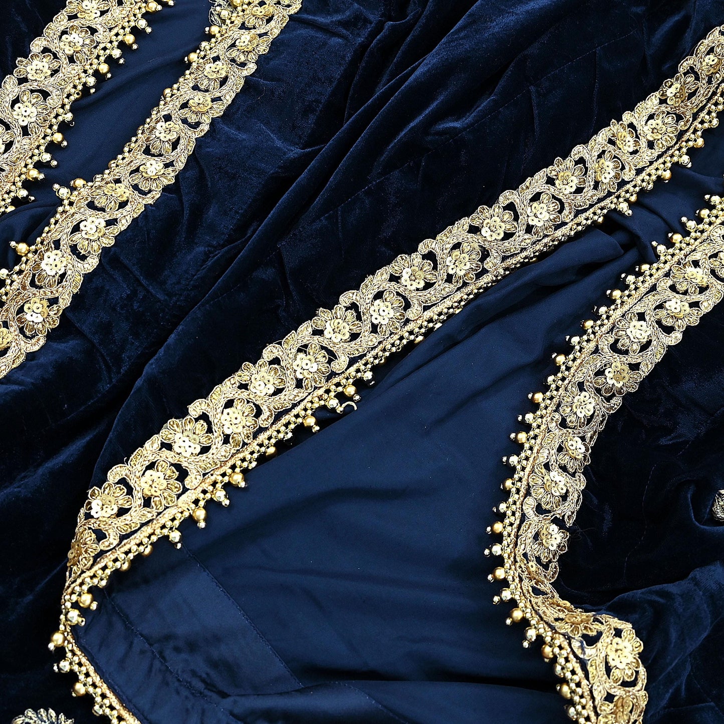Indian Vintage Heavy Wedding Blue Dupatta Velvet Long Stole Hand Embroidered Scarves Zari Hijab Veil Wrap Bridal Dupatta Paisley