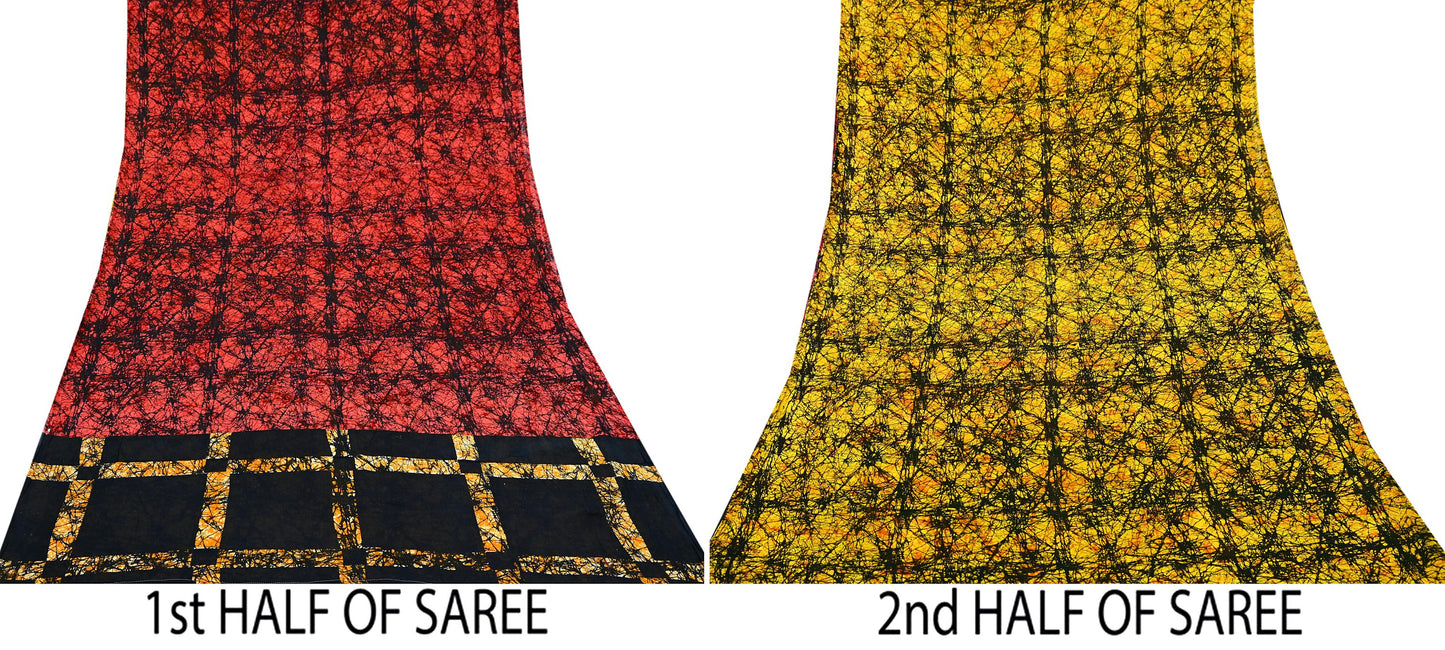 Indian Vintage Sari Multi Batik Printed Pure Cotton Saree Craft Fabric 5Yd Sewing Soft Sarong Wrap Boho Dress Making Quilting