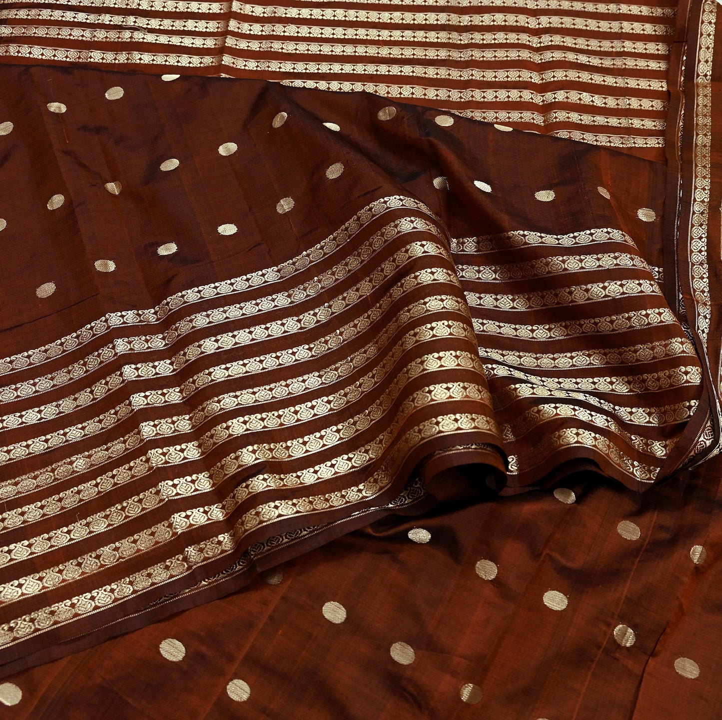 Indian Vintage Sari Rusty Mysore Silk Woven Sarees Craft Fabric 5Yd Ethnic South silk Dress Making Crafting Upcycle Quilting Zari Border