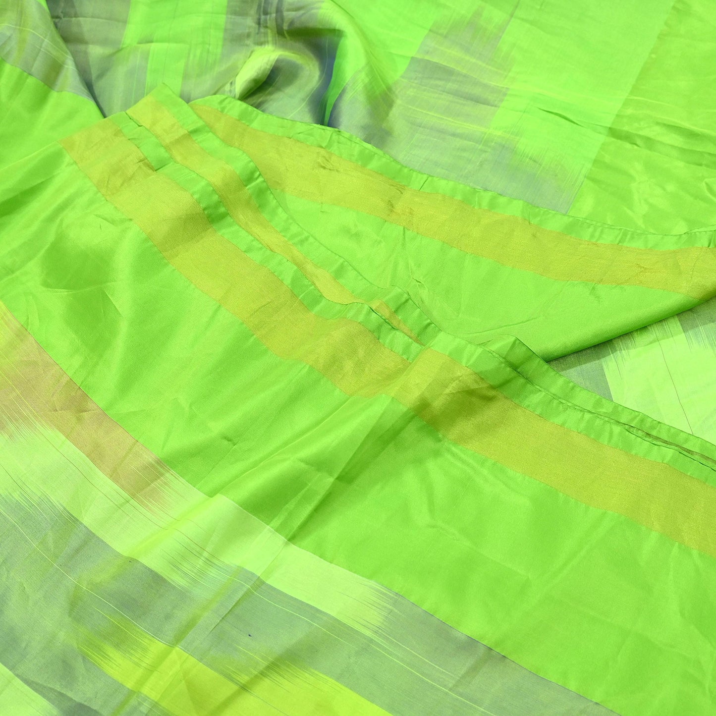 Indian Vintage Sari Nion Green Artificial Silk Hand Woven Sarees 6yd Ethnic Craft Fabric Sewing Dress making Crafting Crafting Quilting