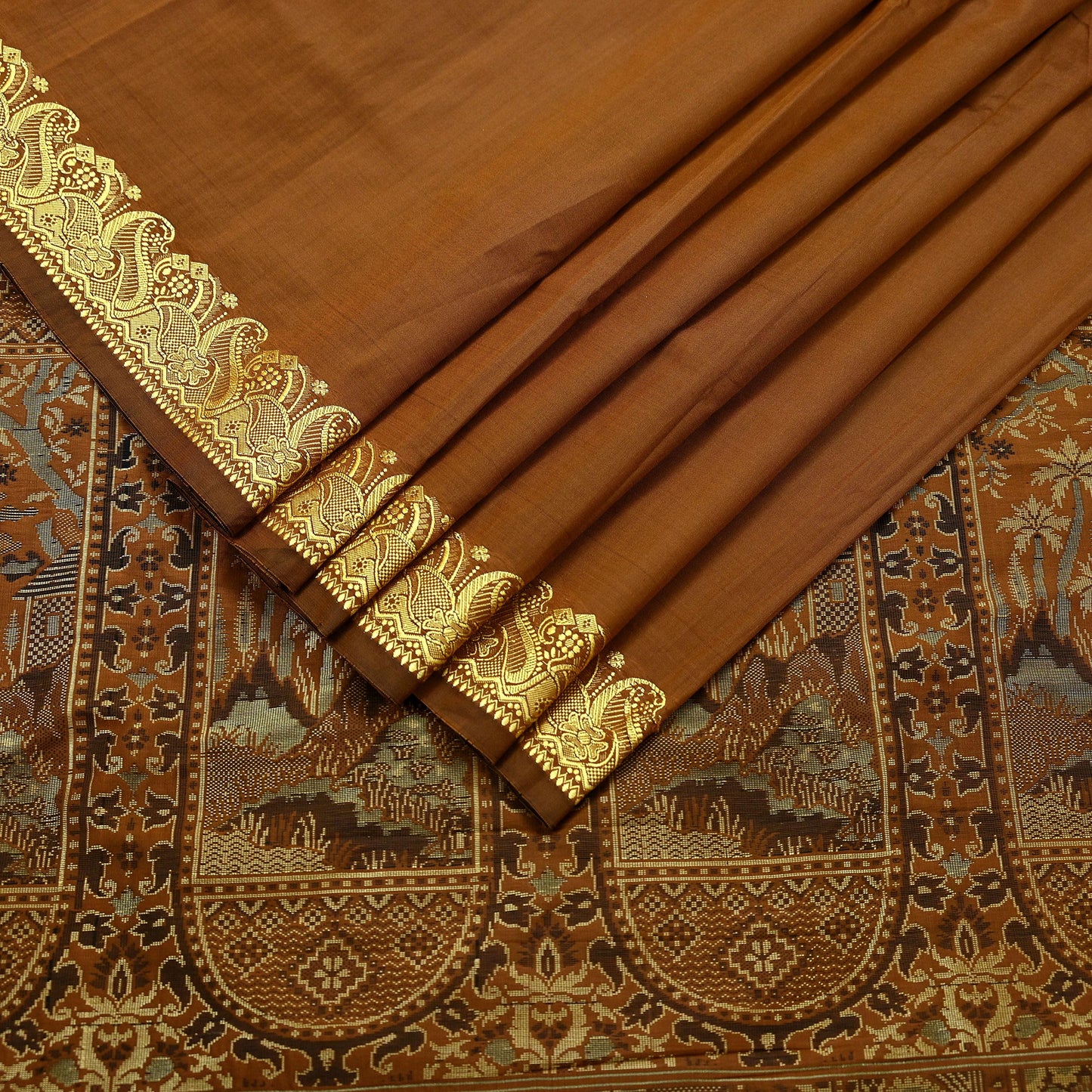 Indian Vintage Sari Rusty Artificial Silk Hand Woven Saree Craft Fabric 6yd Sewing Dress Making Soft Floral Ethnic For Crafting Quilting