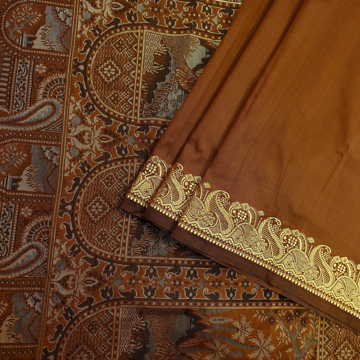 Indian Vintage Sari Rusty Artificial Silk Hand Woven Saree Craft Fabric 6yd Sewing Dress Making Soft Floral Ethnic For Crafting Quilting
