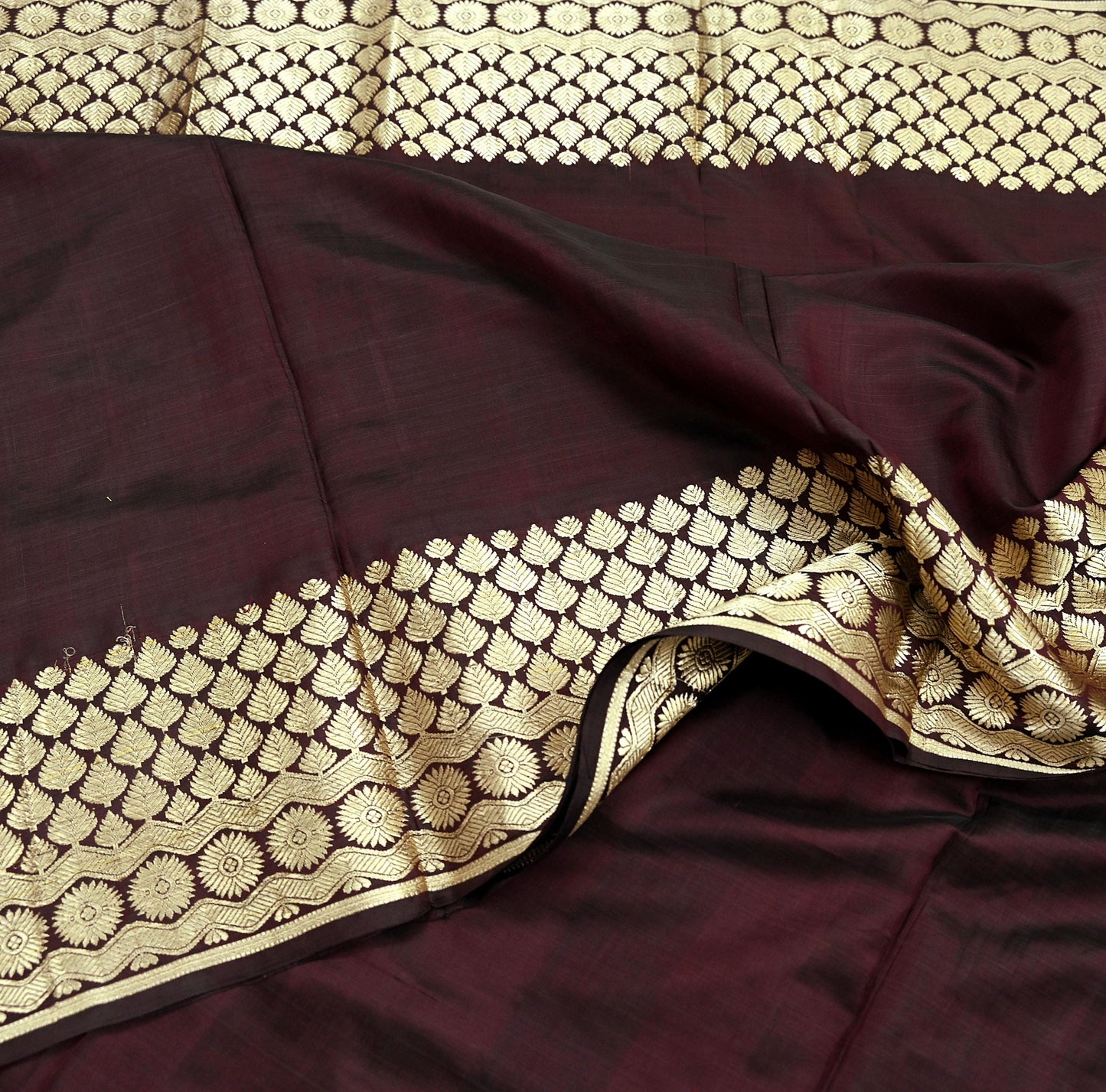 Indian Vintage Sari Maroon Mysore Silk Woven Sarees Craft Fabric 5Yd Ethnic South silk Dress Making Crafting Upcycle Quilting Zari Border