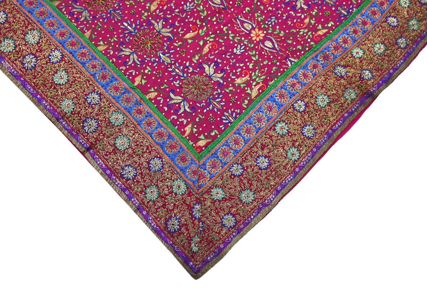 Indian Vintage Heavy Rani Pink Dupatta Pure Georgette Silk Long Stole Hand Embroidered Designer By Ritu Kumar Scarves Scarf Zari Zardozi