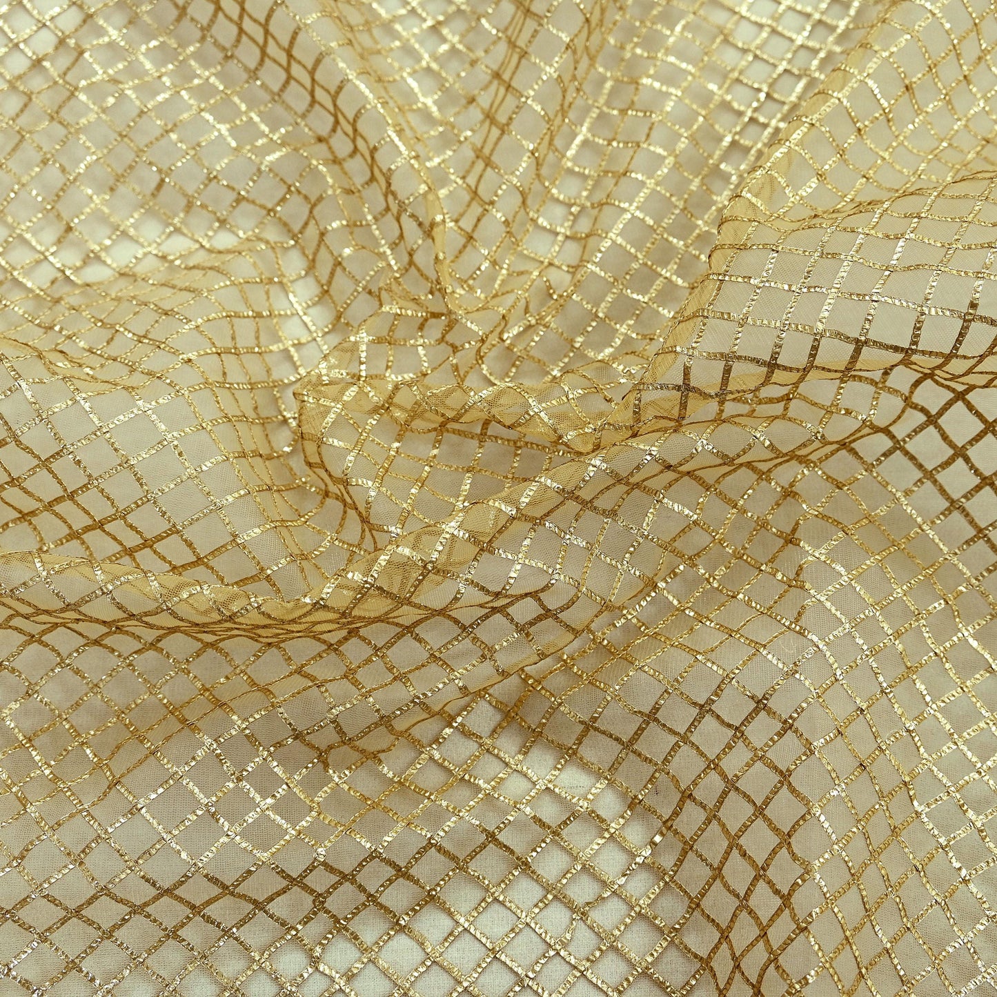 Indian Vintage Heavy Golden Dupatta Net Mesh Long Stole Hand Embroidered Scarves Zari Bridal Wedding Veil Hijab