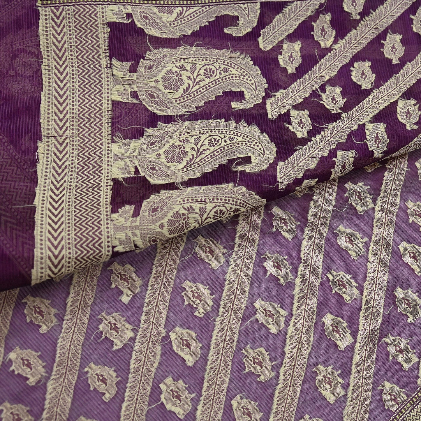 Indian Vintage Sari Purple 100% Pure Silk Hand Woven Sarees Craft Fabric 5Yd Ethnic Sewing Dress making Crafting Quilting Upcycle