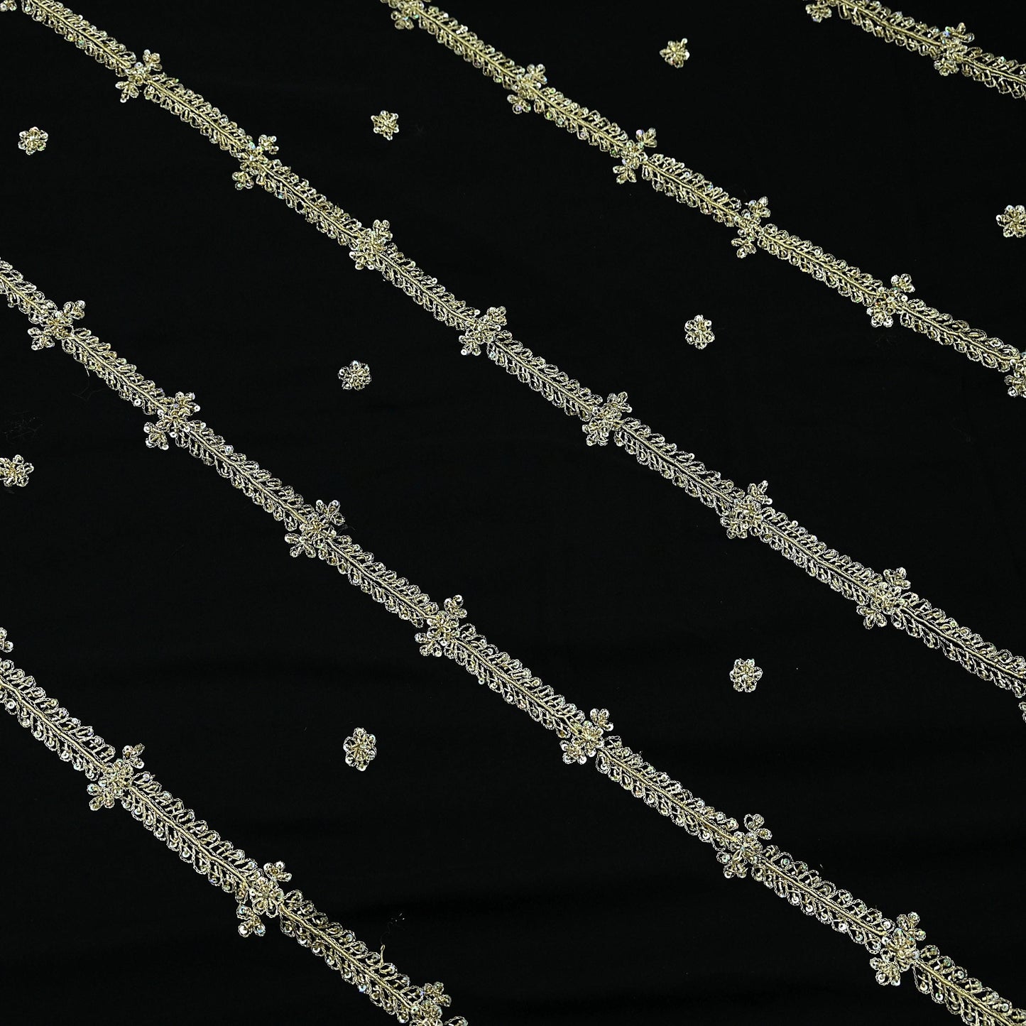 Indian Vintage Black Saree Georgette Hand Embroidered Sari Craft Fabric 5Yd Sewing Soft Ethnic Dress making Crafting Quilting Dabka
