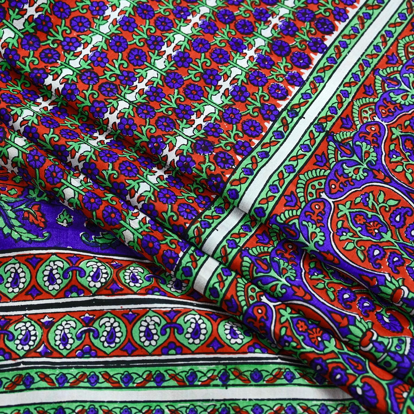 Indian Vintage Red & Purple Sarees 100% Pure Silk Printed Sari 6yd Sewing Craft Fabric DressMaking Soft For Crafting Quilting Upcycle