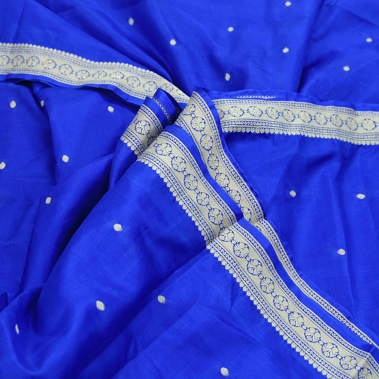 Indian Vintage Sari Royal Blue 100% Pure Silk Hand Woven Baluchari Sarees Craft Fabric 5yd Sewing Dress Designing Crafting Quilting Upcycle