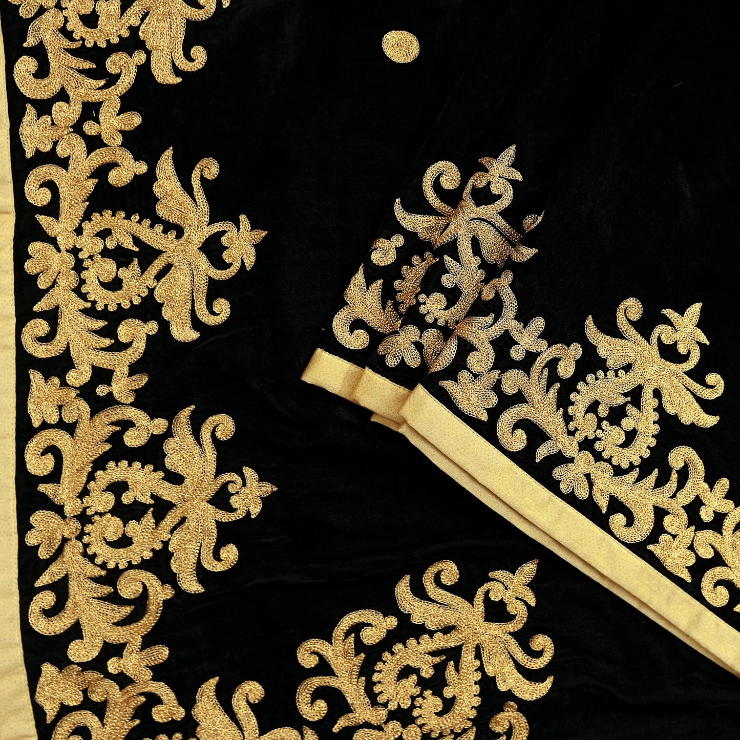 Indian Vintage Heavy Wedding Black Dupatta Velvet Long Stole Hand Embroidered Scarves Zari Hijab Veil Wrap Bridal Dupatta