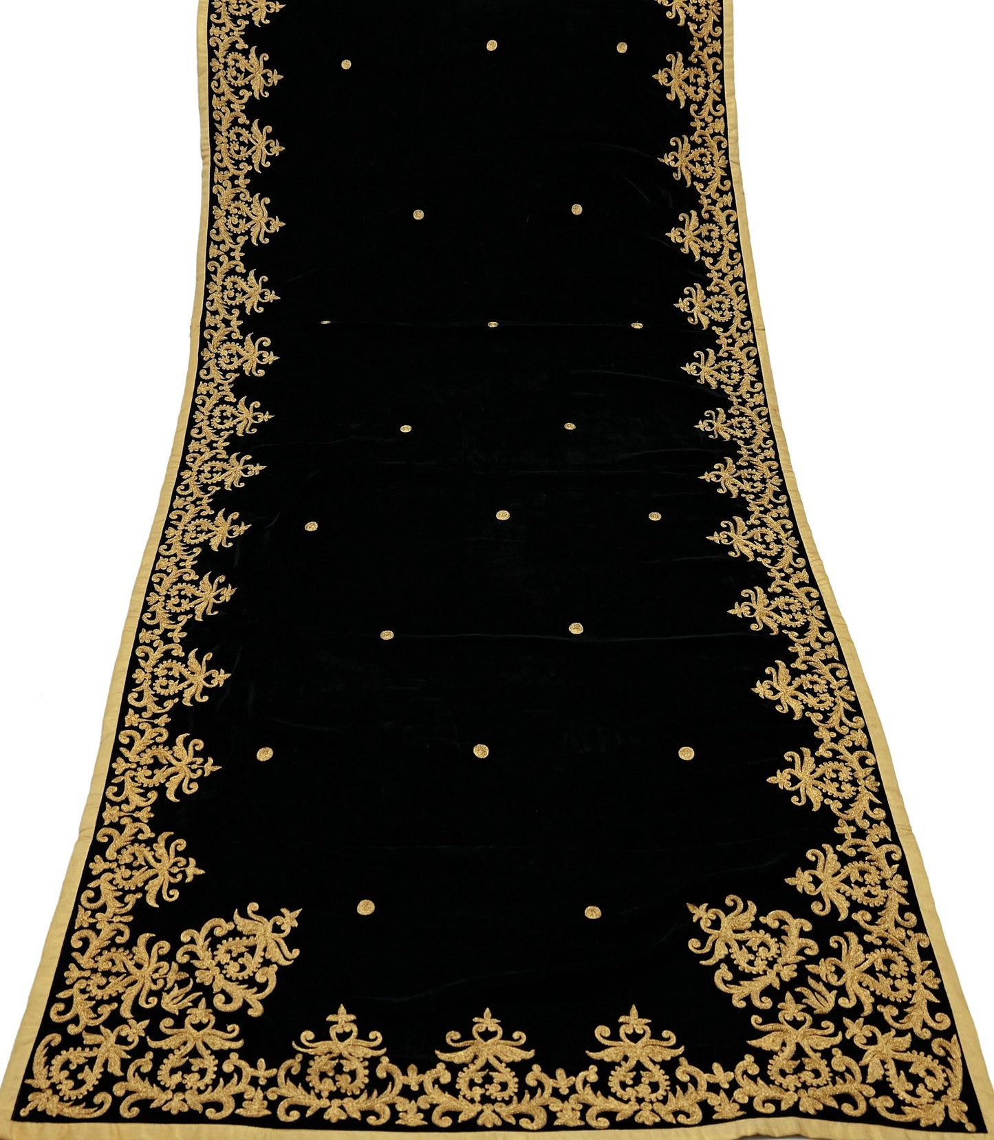 Indian Vintage Heavy Wedding Black Dupatta Velvet Long Stole Hand Embroidered Scarves Zari Hijab Veil Wrap Bridal Dupatta