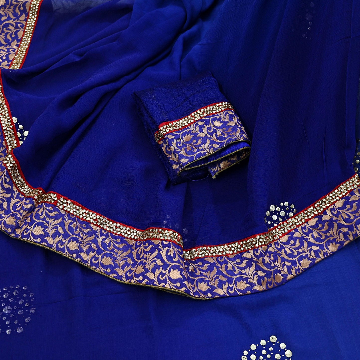 Indian Vintage Heavy Sarees Purple Pure Georgette Silk Hand Embroidered Sari Fabric 6Yd Sewing Ethnic Zardozi/dabka zari With Blouse Pcs
