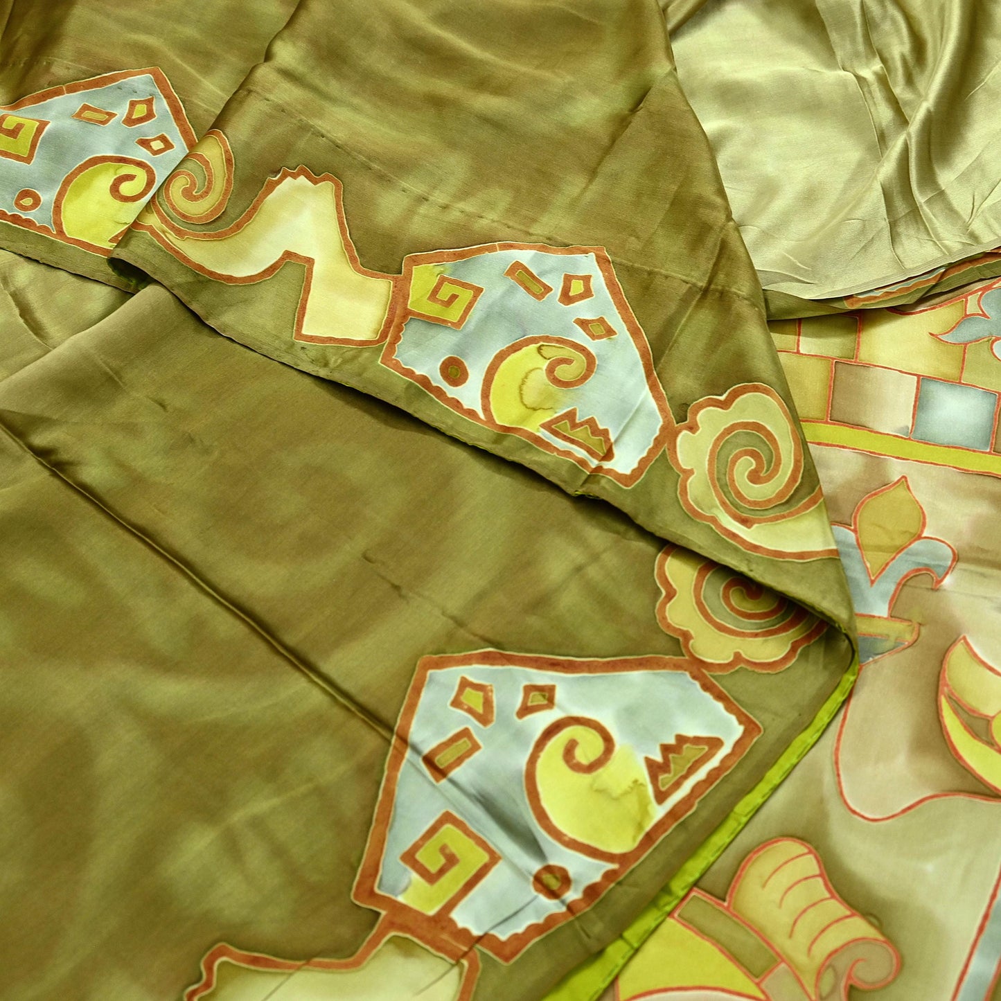 Indian Vintage Green Saree Pure Satin Silk Premium Printed Sari Craft Fabric 5yd Sewing Abstract Soft Dress Making For Crafting Quilting