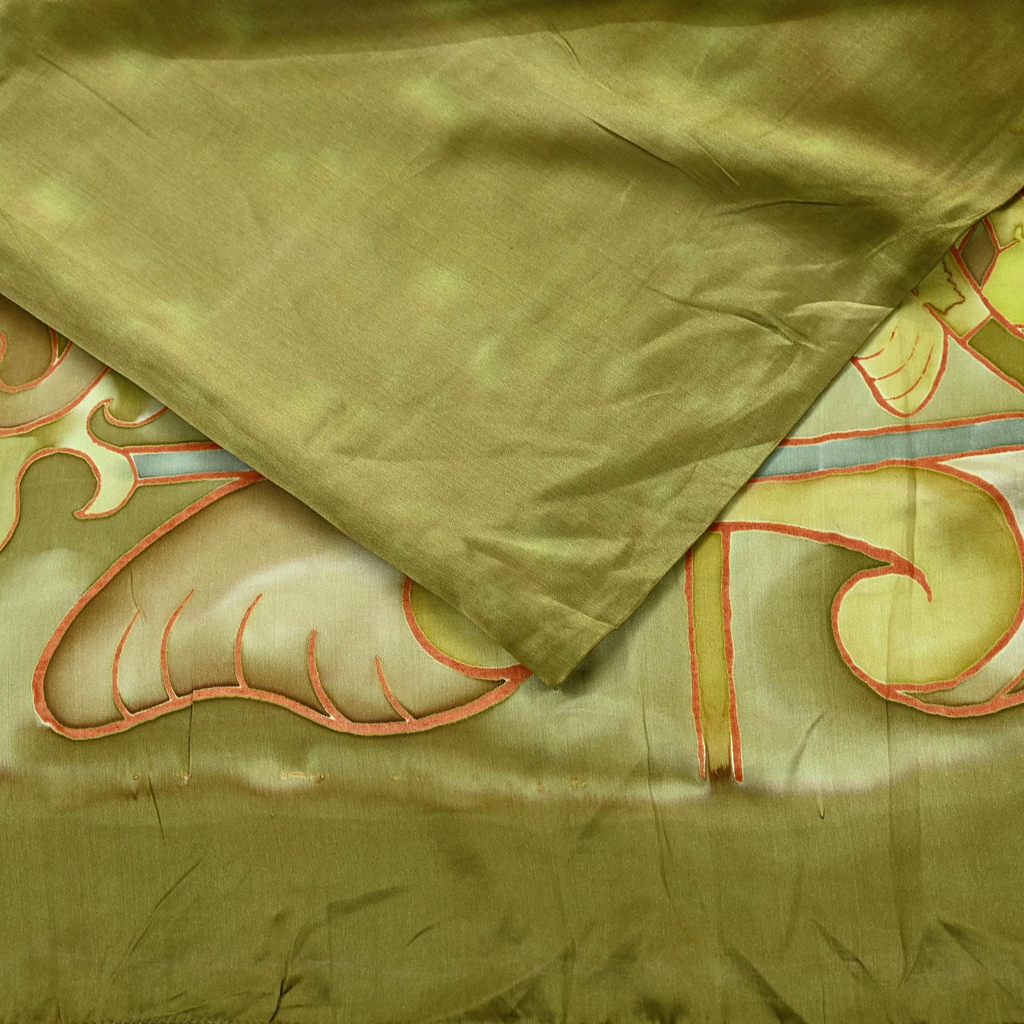 Indian Vintage Green Saree Pure Satin Silk Premium Printed Sari Craft Fabric 5yd Sewing Abstract Soft Dress Making For Crafting Quilting