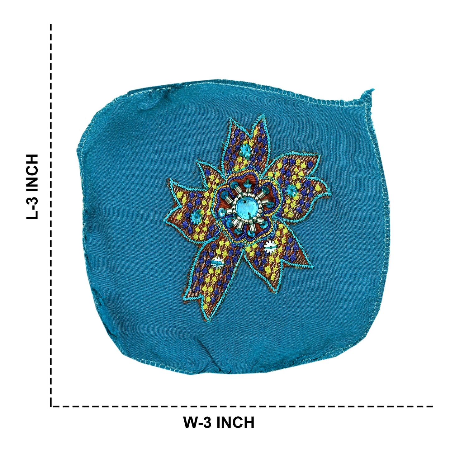 Indian Vintage 3 Pcs Rare Appliques Blue Pure Crepe silk Applique VERY OLD ANTIQUE Vintage Embroidered Snippets Remnants Craft Journals