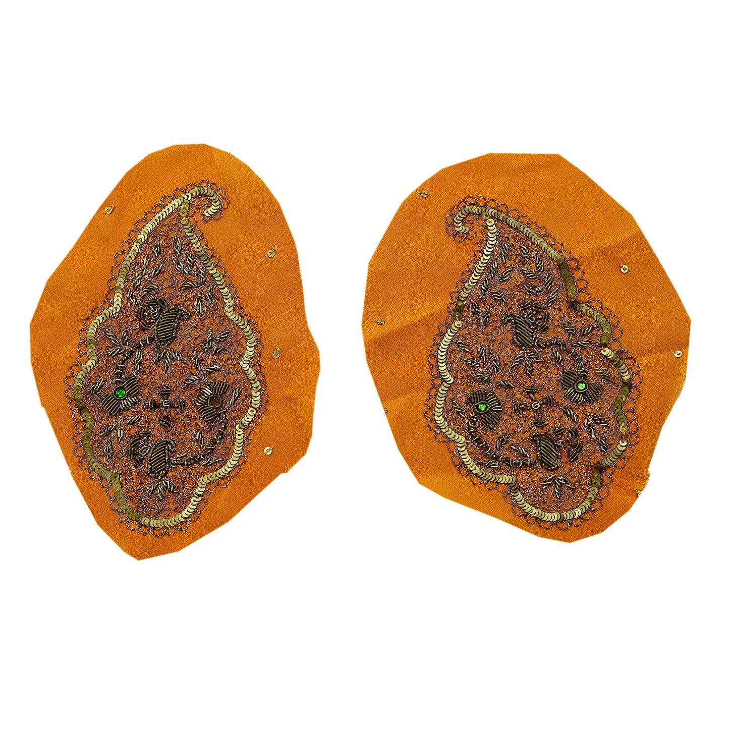 Vintage 2 Pcs Appliques Sari Pure Crepe Silk Applique VERY OLD ANTIQUE Vintage Hand Embroidered Snippets Remnants Craft Journals India Rare