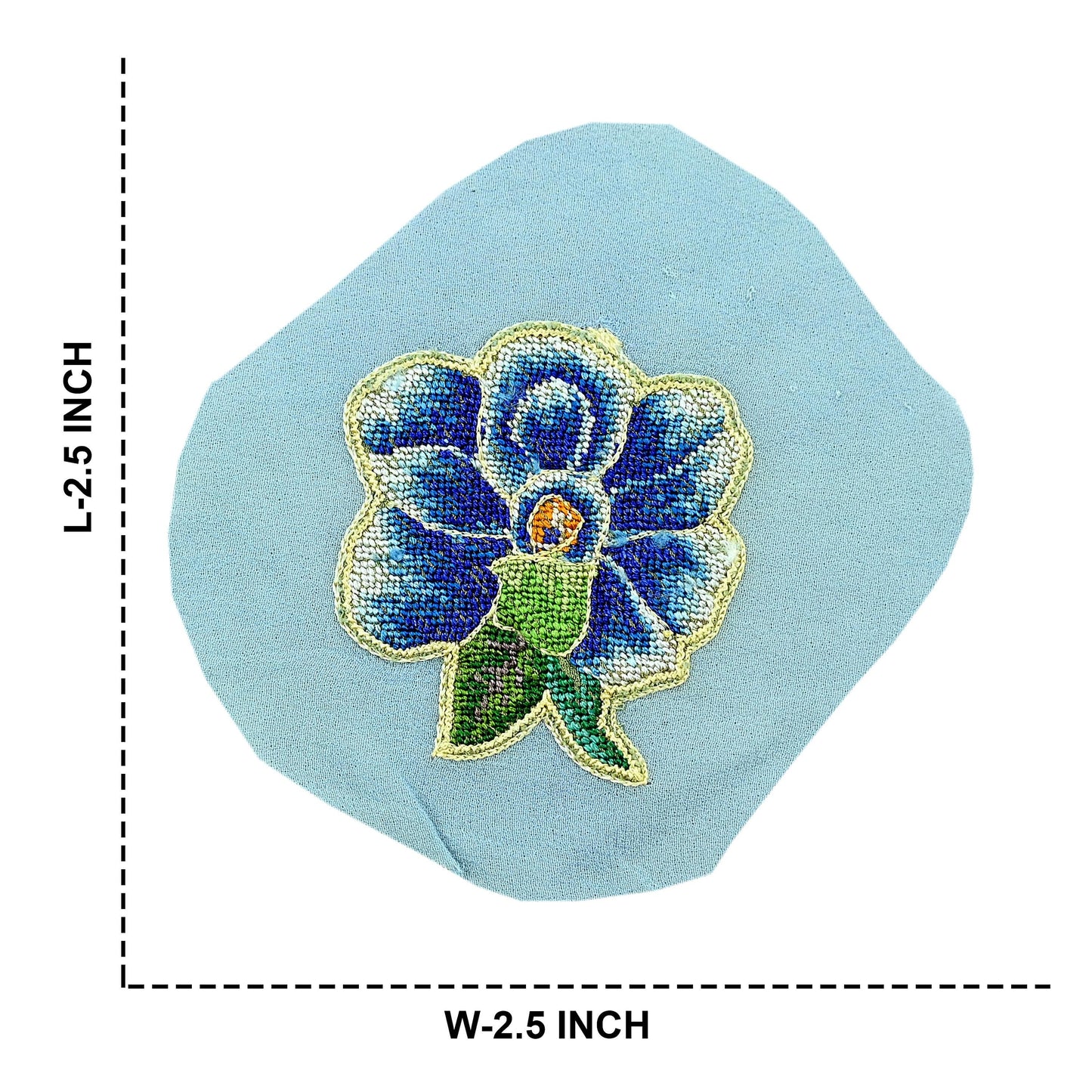 Indian Vintage 7 Pcs Rare Appliques Blue Georgette Applique VERY OLD ANTIQUE Vintage Embroidered Snippets Remnants Craft Journals