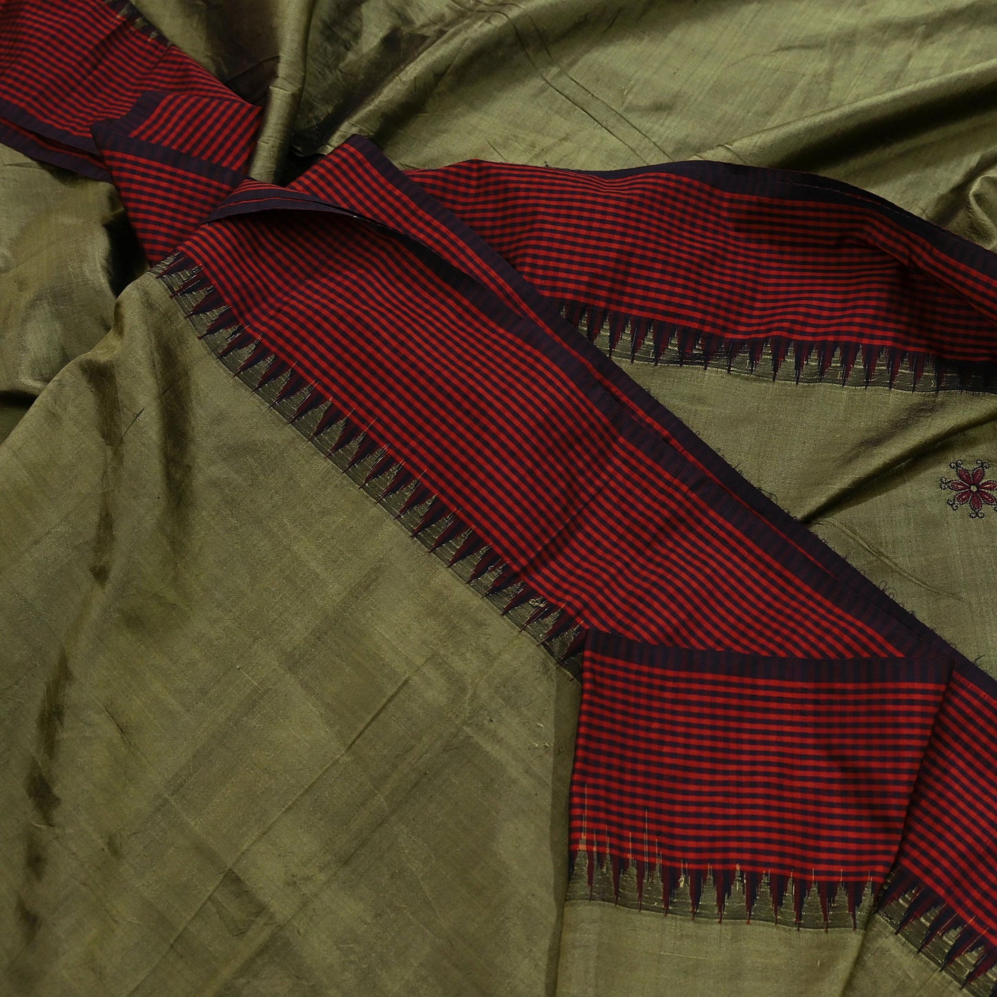 Indian Vintage Sari Green Mysore Silk Woven Sarees Craft Fabric 5Yd Ethnic South silk Dress Making Crafting Upcycle Quilting Zari Border