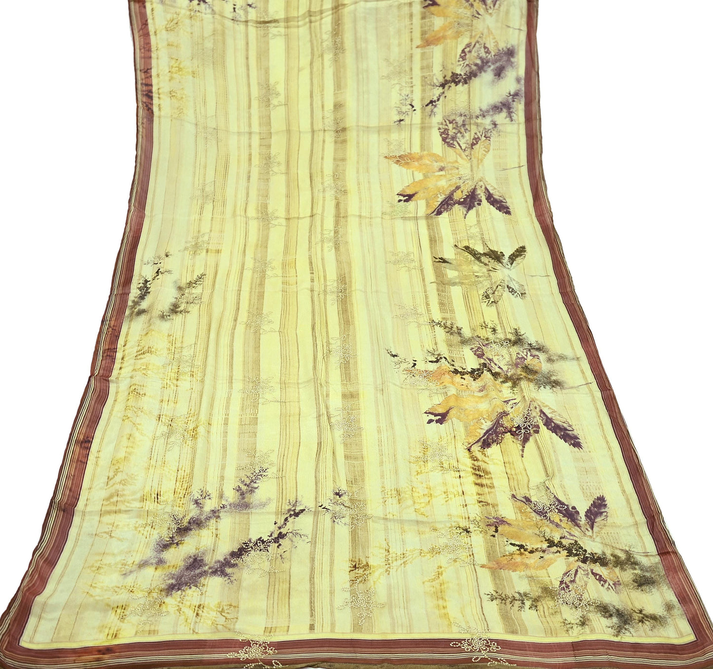 Women Indian Vintage Dupatta Green & beige Long Stole Pure silk Digital Printed Dupatta Veil Scarves soft Boho Wrap Dressmaking Floral