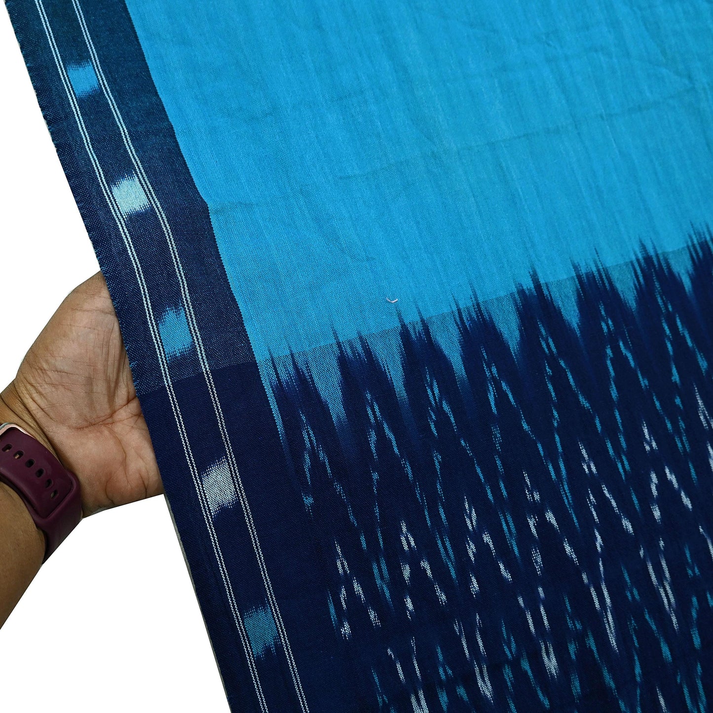 Indian Vintage Dupatta Blue Long Stole Hand woven Sambalpuri Ikat Hijab Pure Cotton Scarves Veil