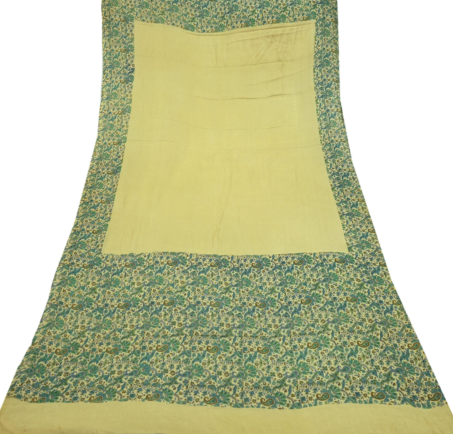 Women Indian Vintage Dupatta Beige Long Stole Pure silk Printed Dupatta Veil Scarves soft Boho Wrap Dressmaking Floral Design