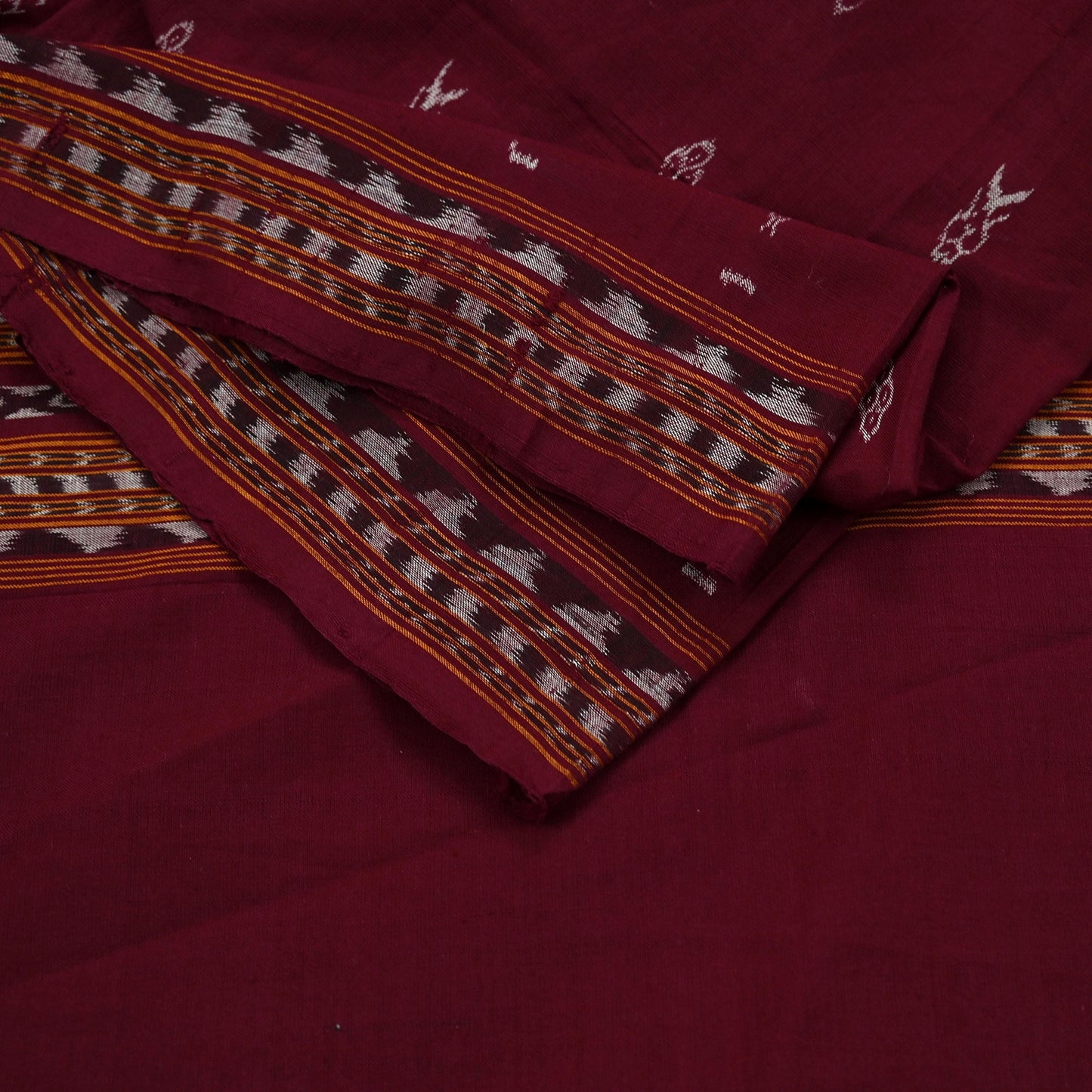 Indian Vintage Dupatta Maroon Long Stole Hand woven Sambalpuri Ikat Hijab Pure Cotton Scarves Veil