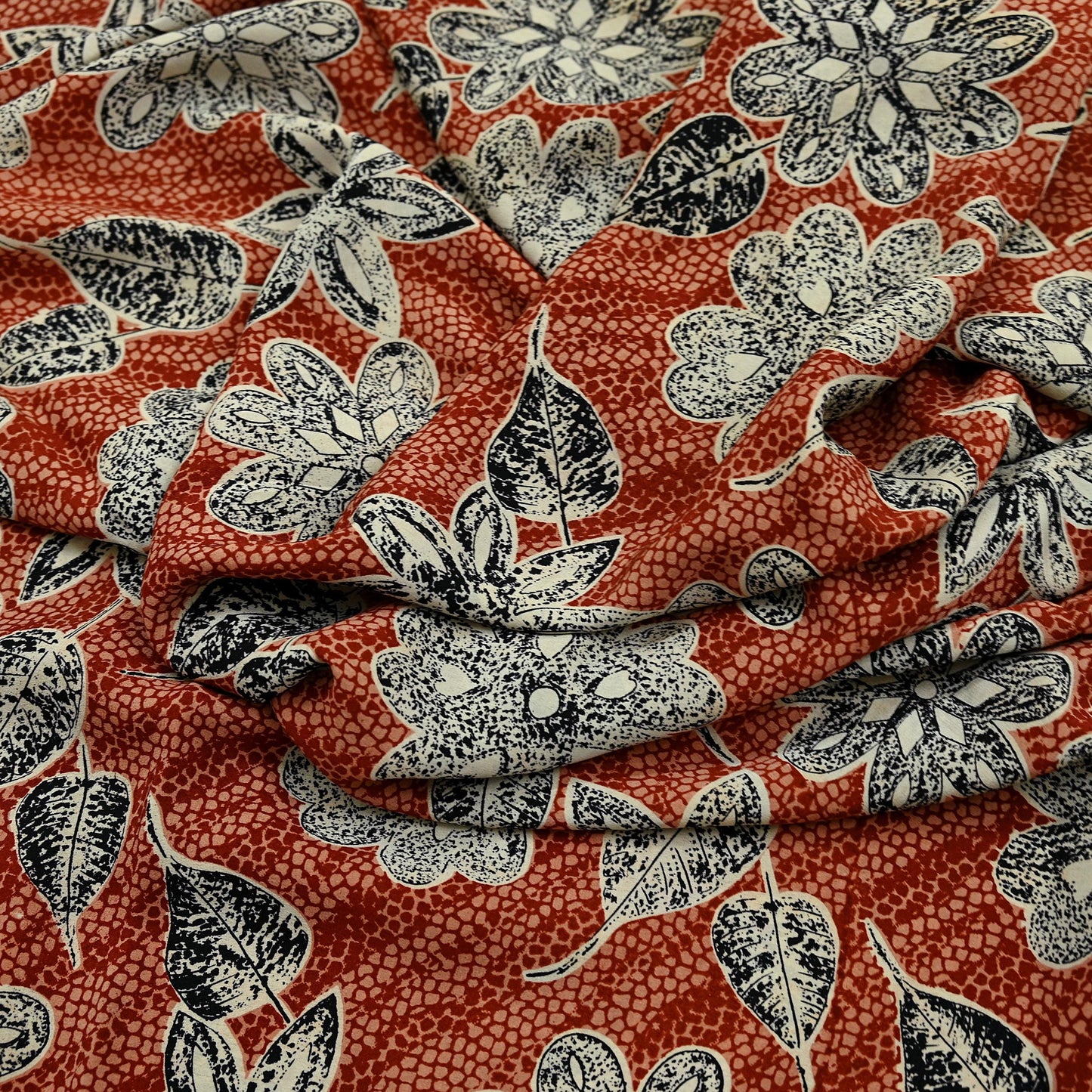 Indian Vintage Brown & Black Saree Pure Crepe Silk Printed Sari 5yd Sewing Floral Soft Craft Fabric Wrap Dress Making Crafting Quilting