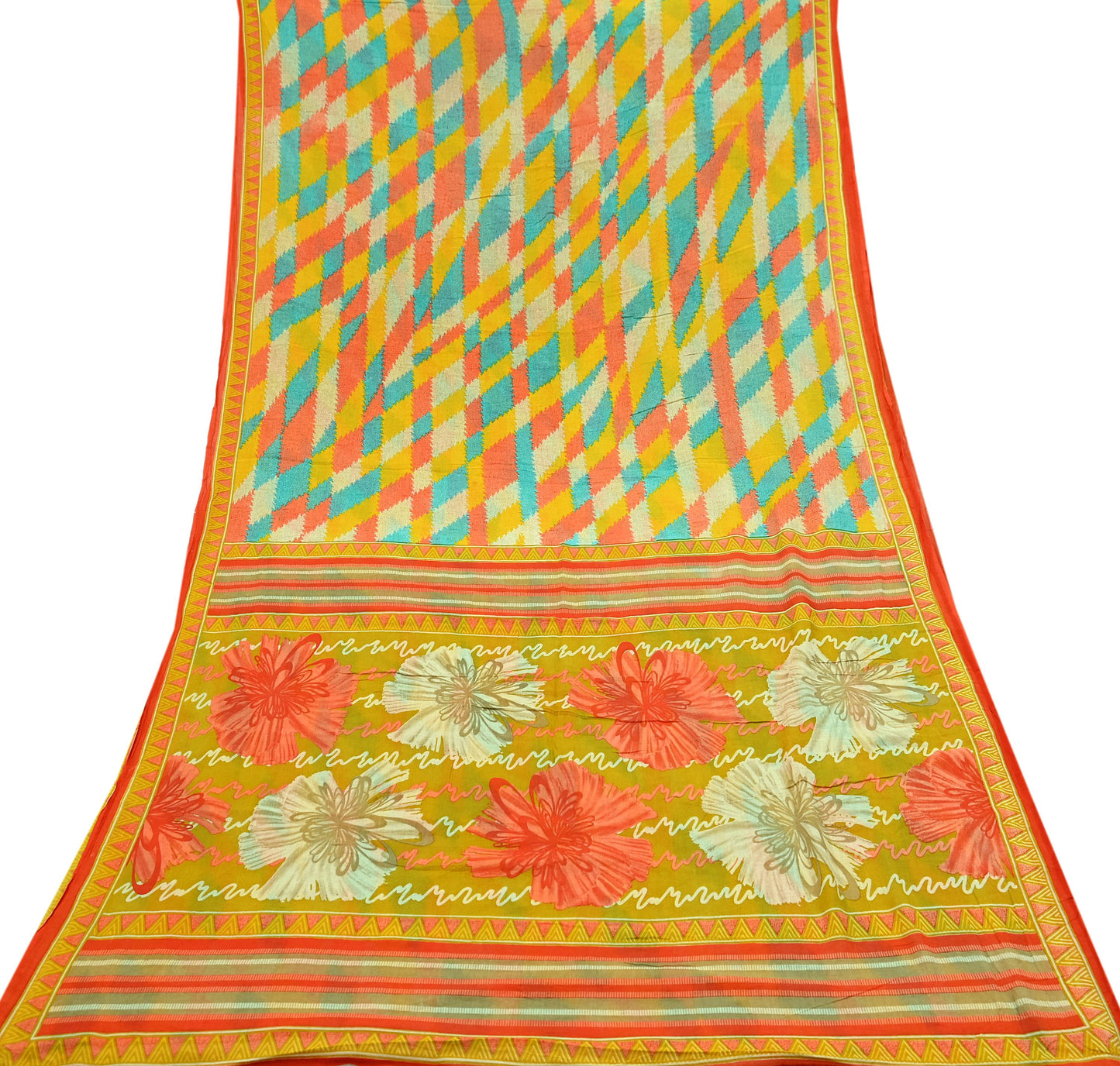 Indian Vintage Multi Saree Printed 100% Pure Cotton Sari Craft Fabric Soft 5Yd Sewing Sarong Wrap Boho Dress Making Quilting Crafting