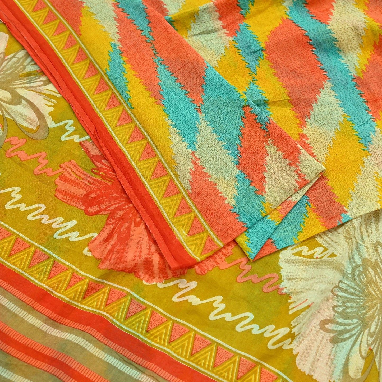 Indian Vintage Multi Saree Printed 100% Pure Cotton Sari Craft Fabric Soft 5Yd Sewing Sarong Wrap Boho Dress Making Quilting Crafting
