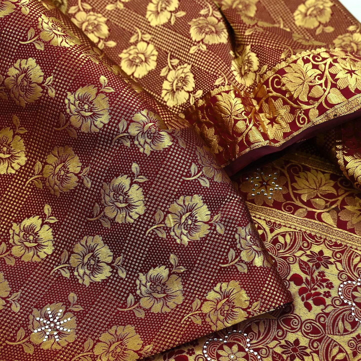 Indian Vintage Heavy Maroon Saree 100% Pure Silk Hand Woven Kanjeevaram Sari 5yd Ethnic Zari Premium Wedding Saree With Blouse Fabric