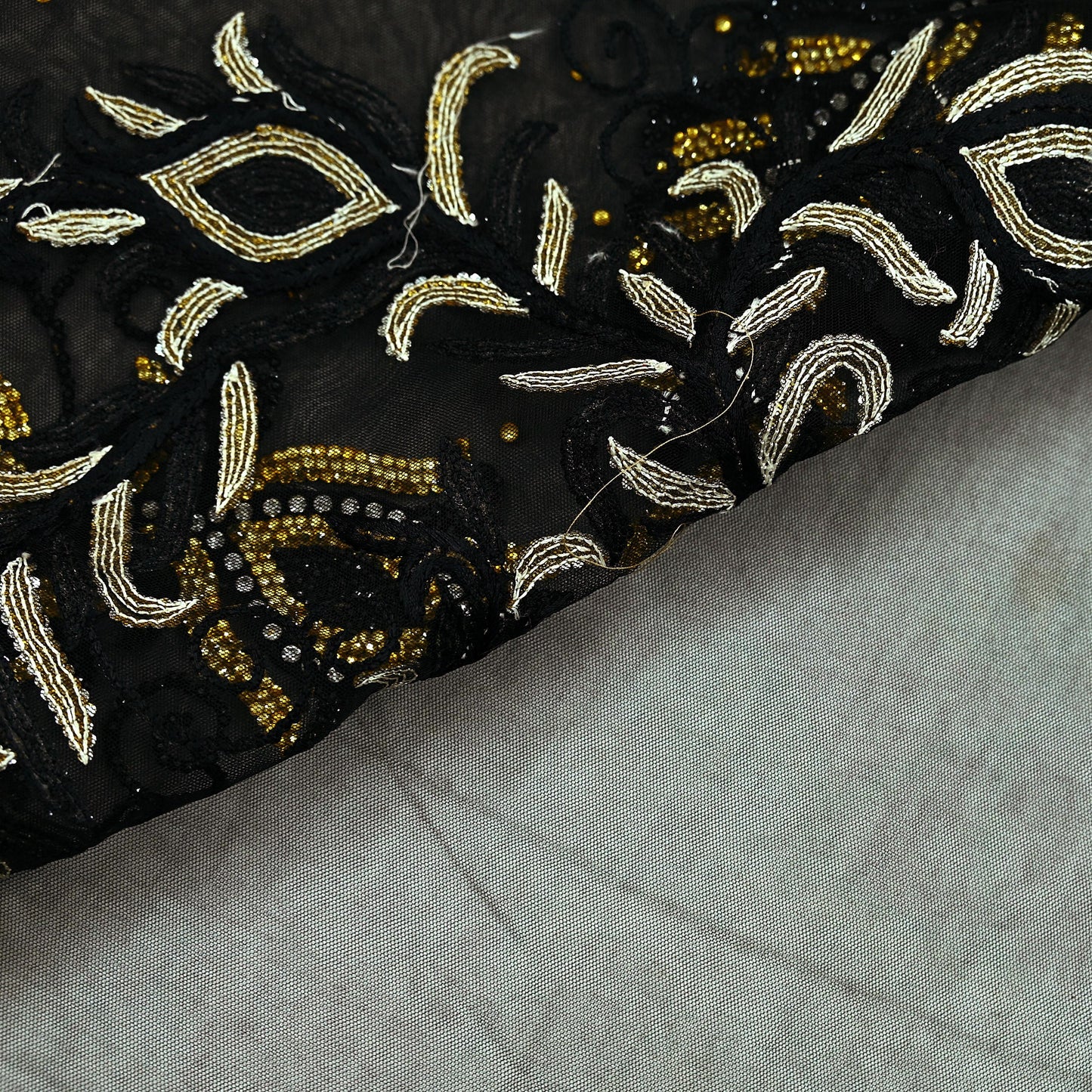 Indian Heavy Sari Black Net/Mesh Hand Embroidered Sarees Craft Fabric 6Yd Sewing Soft Zardozi Wedding sarees With Blouse fabric