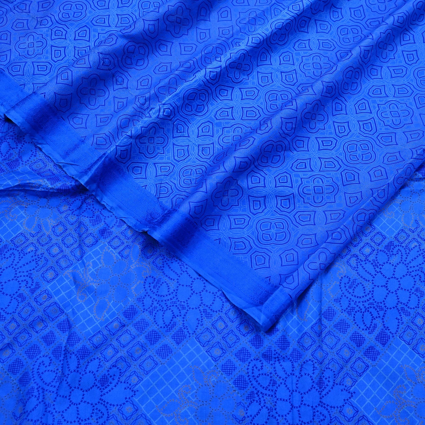 Indian Vintage Sari Blue Printed Sari Pure Silk Saree Craft Fabric Sewing 6yd Floral Soft Floral Wrap Sarong Dress making Crafting Quilting